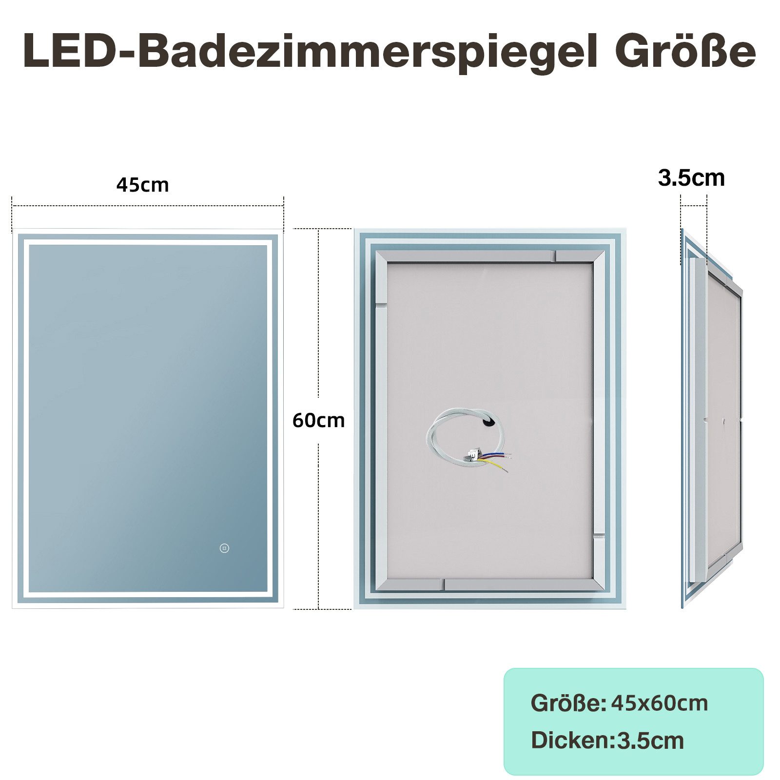 GIMBELEN Badspiegel LED-Badspiegel, Anti-Beschlag, explosionssicher, Touchs günstig online kaufen