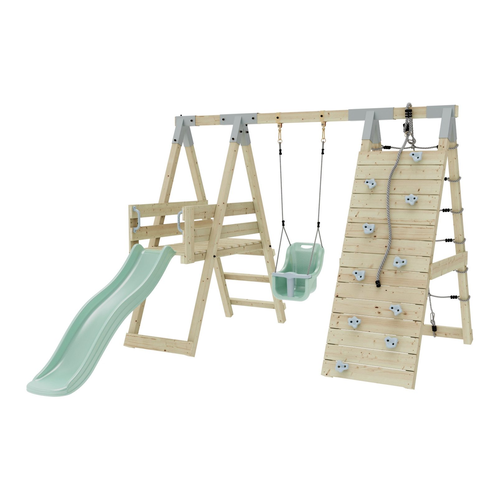 OutdoorToys Klettergerüst Hummel, aus Holz mit Schaukel, Rutsche, Kletterwand
