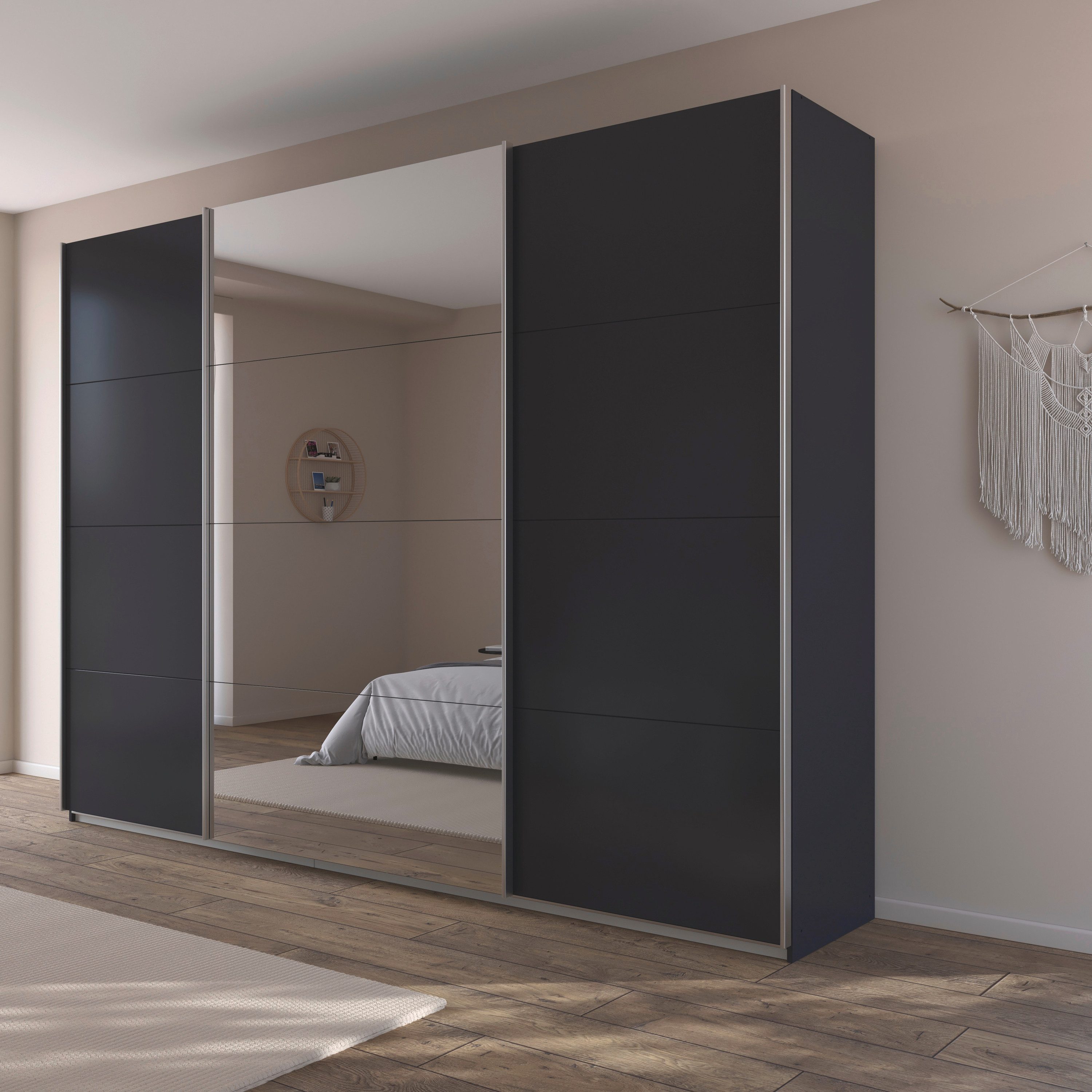 OTTO home Schwebetürenschrank Kleiderschrank Schrank Schlafzimmerschrank Garderobe AGORDO (Breiten 203/271/315/360 cm in drei Griff-Farben - NEU: Farbe SCHWARZ) Top Innenausstattung, in 4 Breiten und 2 Höhen MADE IN GERMANY