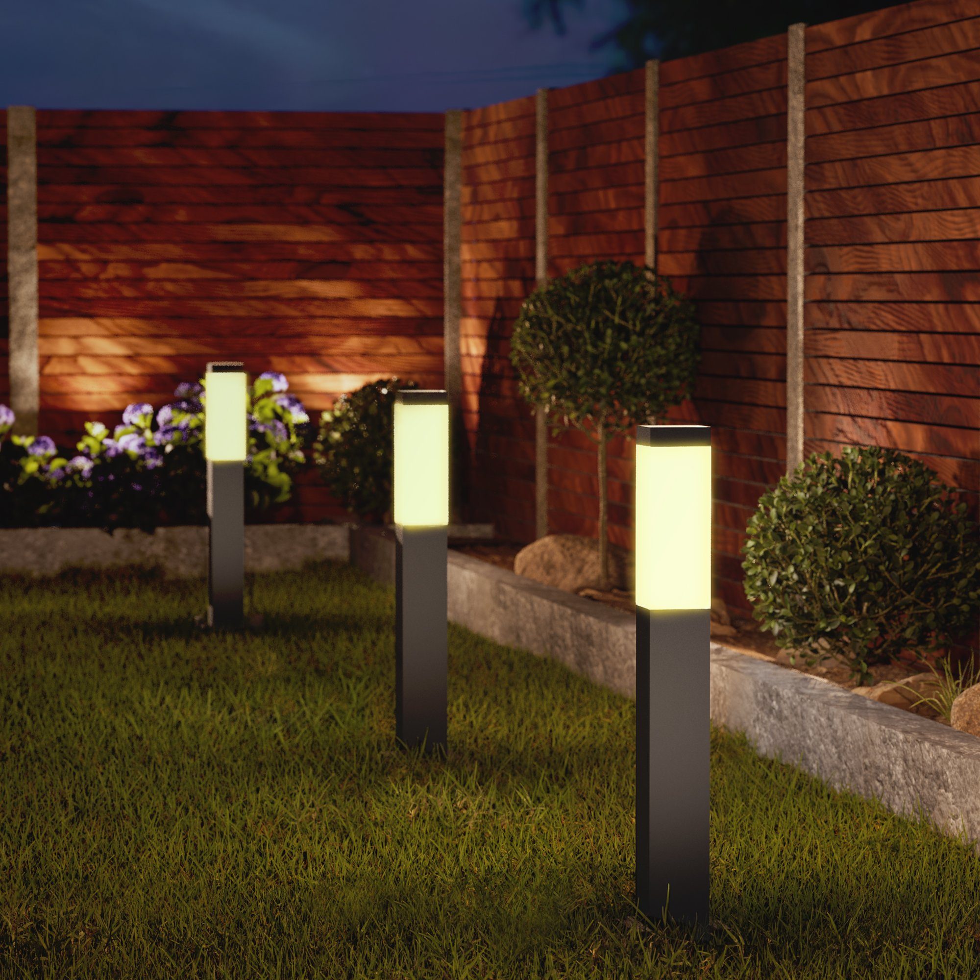 SSC-LUXon LED Gartenstrahler RADIVO Wegeleuchte in anthrazit IP44 Pollerleuchte mit LED E14, Warmweiß