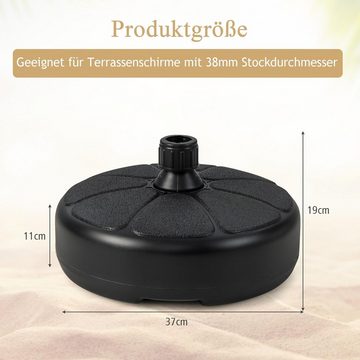 KOMFOTTEU Schirmständer, für Schirmstöcke 38mm, mit 9,5 L Wasser / 15 kg Sand