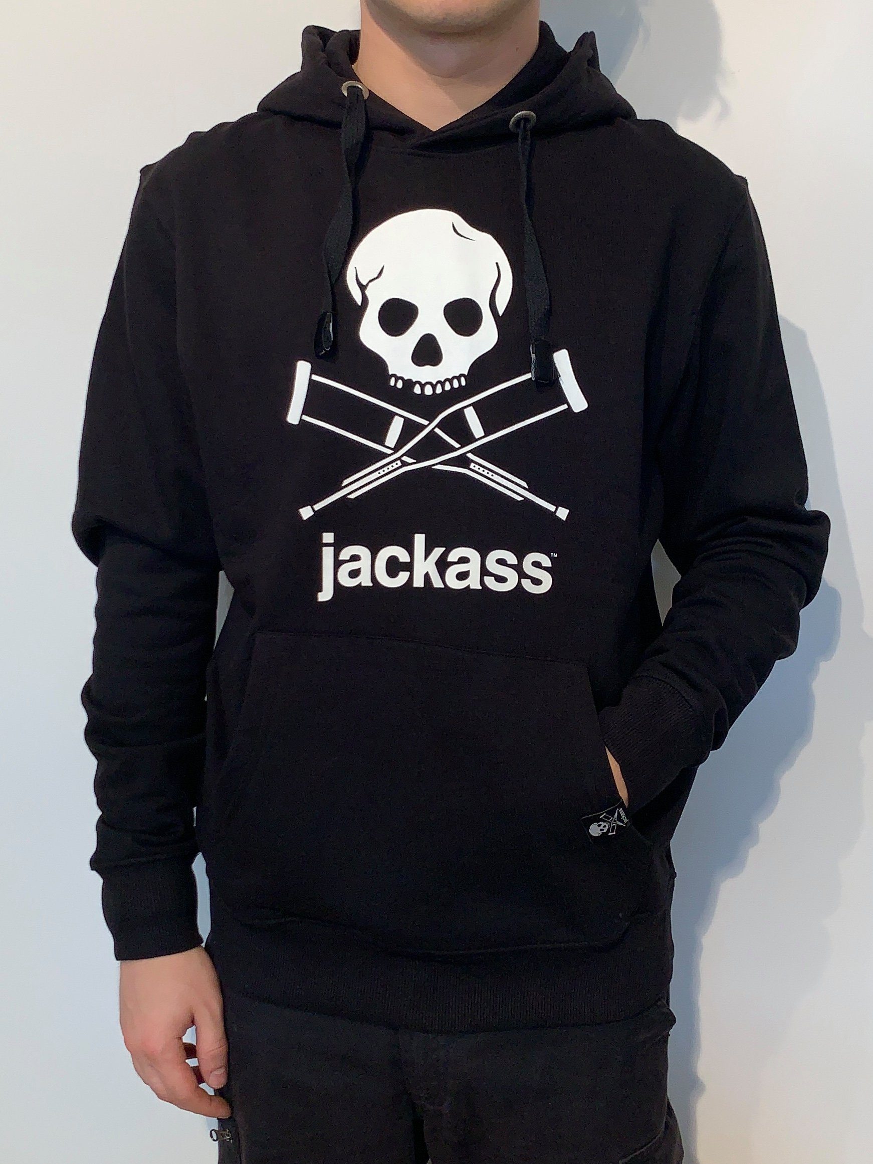 Schwarz, Frontprint Stück) Skull, mit Herren Hoodie, Kapuzensweatshirt Jackass, Classic (Stück, 1-tlg., jackass