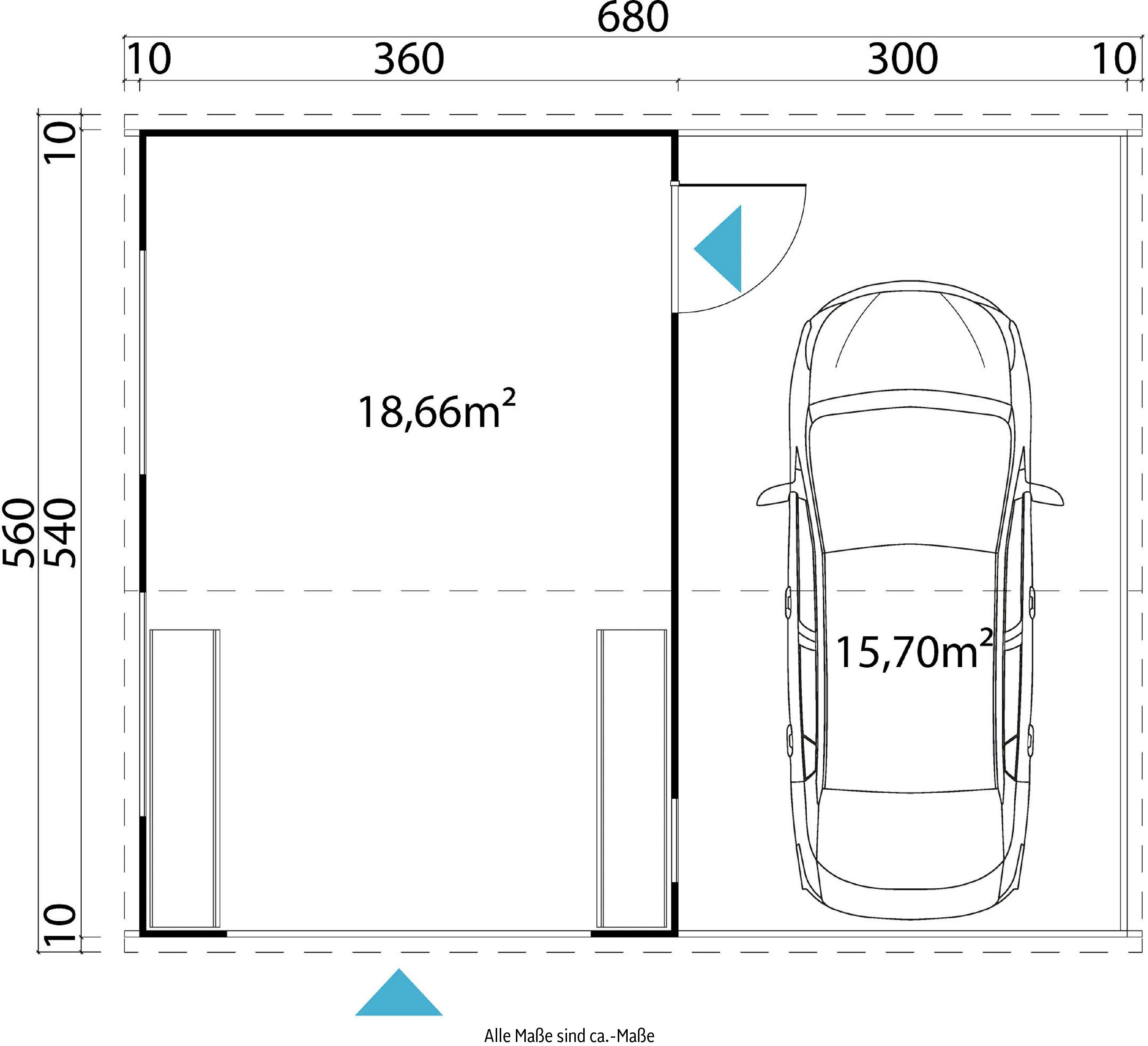 (Set, Mit Sektionaltor + Garage naturbelassen LASITA Garage Bahamas MAJA Eingang), zusätzliche