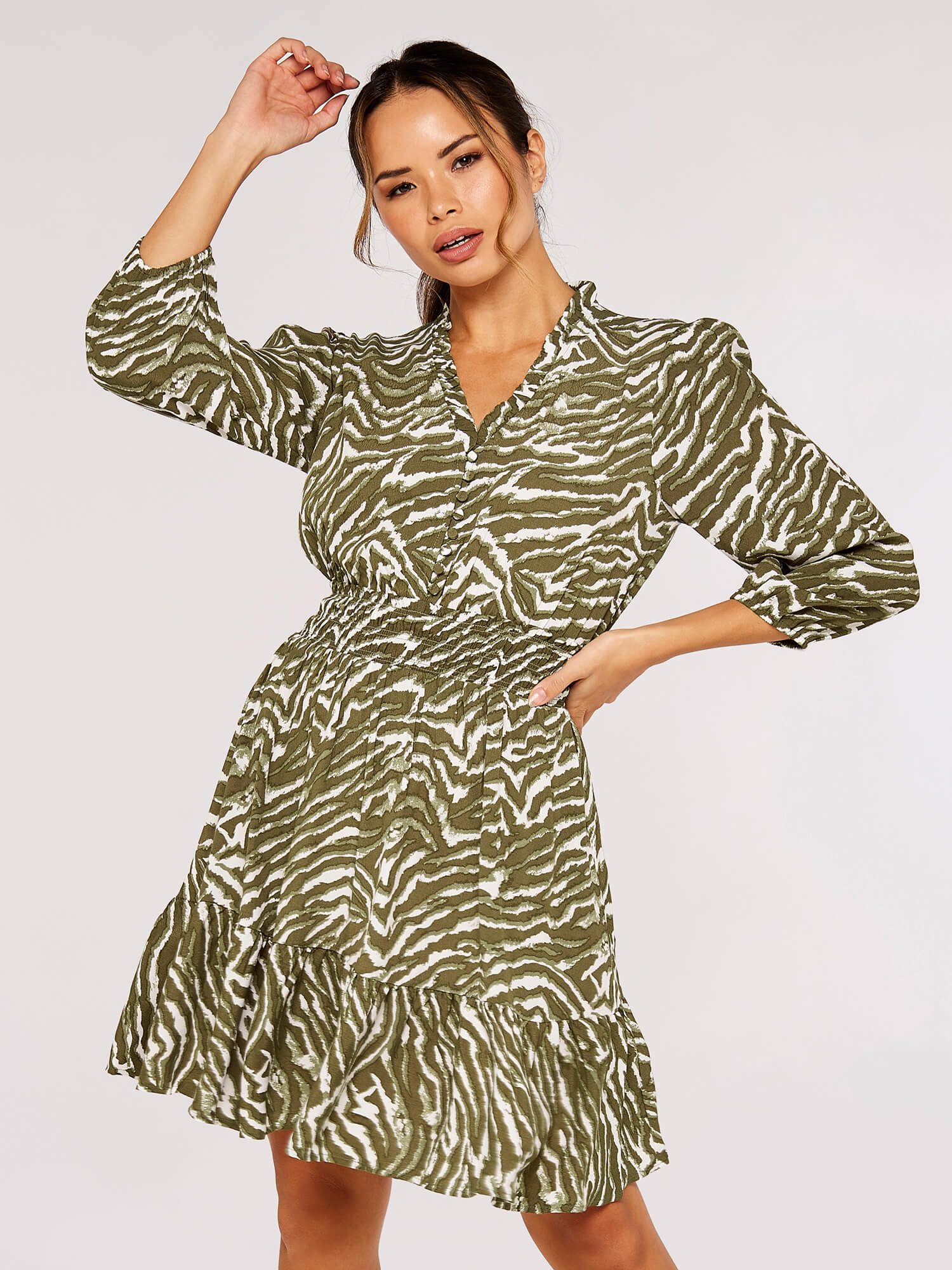 Minikleid Zebra Shirred Waist Dress