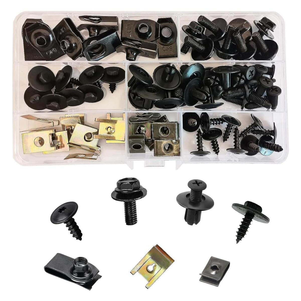 FELIXLEO Schrauben- und Dübel-Set Blechmutter Schrauben Clip Kit Auto Kotflügel Clips, (64 St)