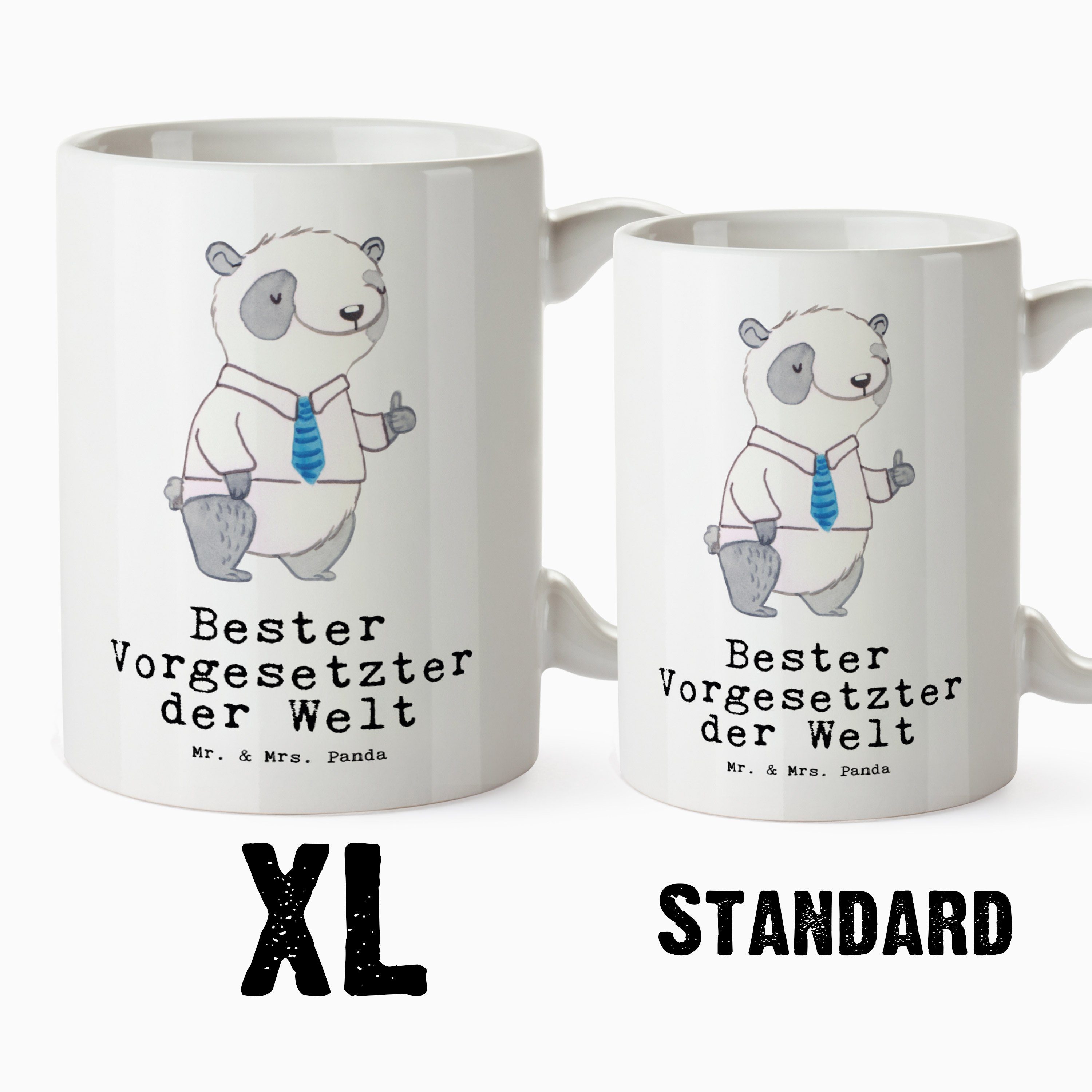 Bester XL Vorgesetzter Ges, - der Mr. Tasse Panda Welt Tasse Keramik Geschenk, Dankeschön, - Mrs. & Panda Weiß