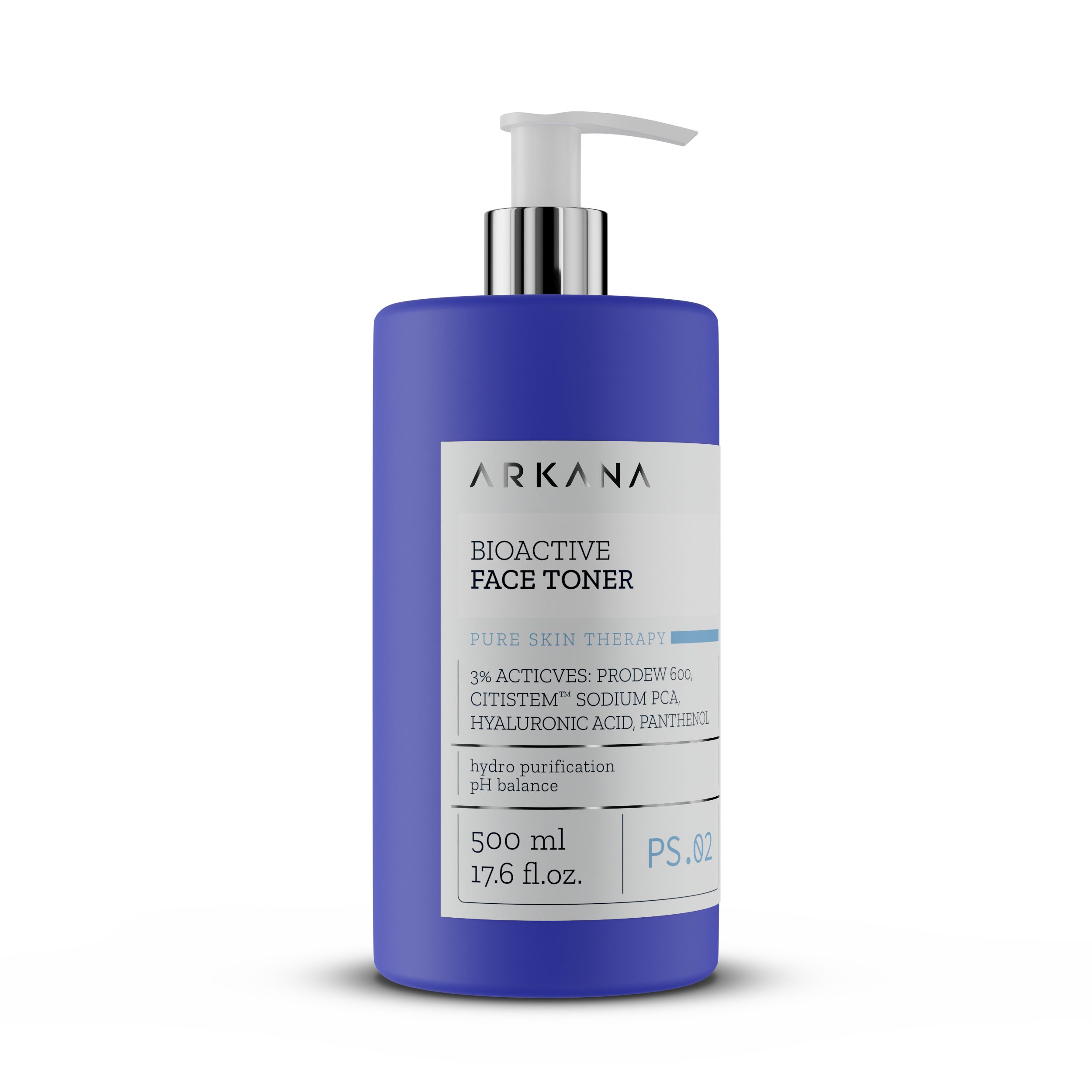 Arkana Toner Bioactive Face Toner 500 ml, Mit 12 Aminosäuren, Hyaluronsäure, NaPCA und Panthenol