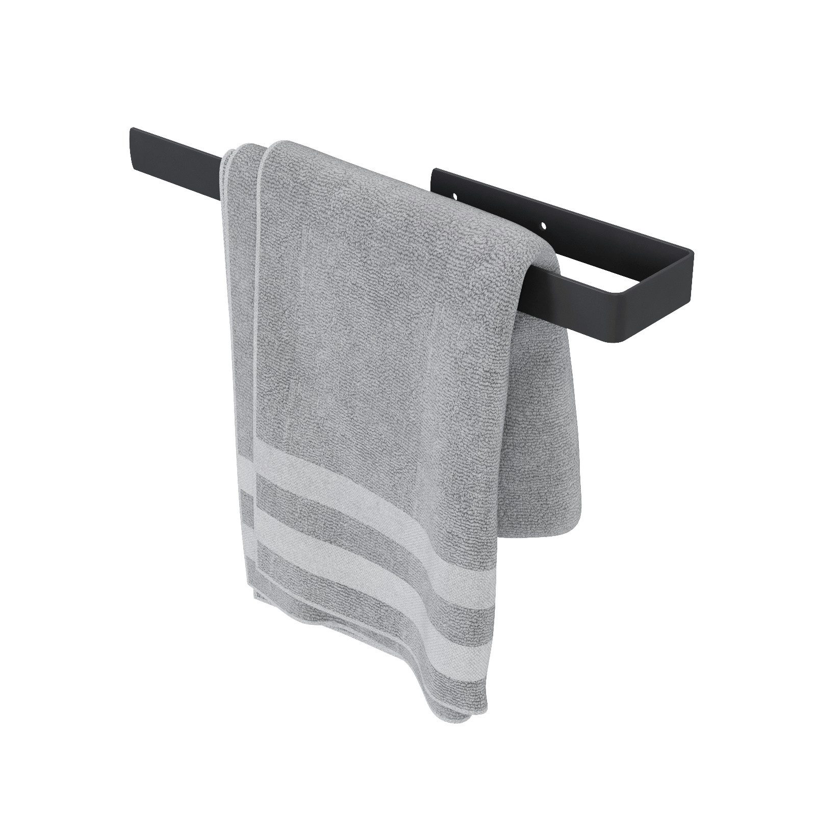 QLS Handtuchhalter Schwarz aus Stahl pulverbeschichtet, 40 cm Stange für Badezimmer Küche Stahl Schwarz