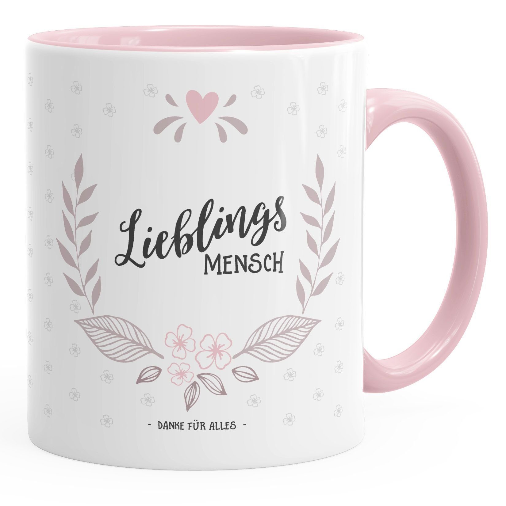 MoonWorks Tasse Geschenk Tasse Kaffeetasse Lieblingsmensch Danke Liebe Freundschaft Familie MoonWorks® Tasse Innenfarbe, Keramik