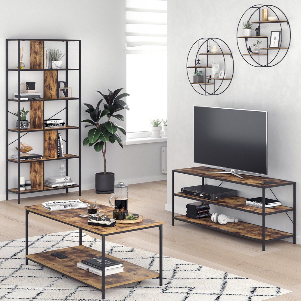 Vicco Couchtisch Fyrk, Eiche rustikal/Schwarz, 108 x 52 cm (1-St)