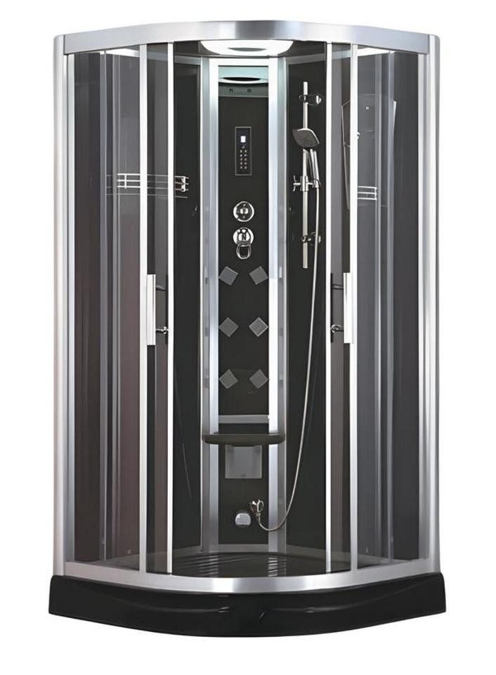 JVmoebel Dampfdusche Hydromassage-Dusche aus Aluminium und Glas mit Multifunktionsfunktion, BxT: 90x120 cm, 1-tlg., Made in Europe