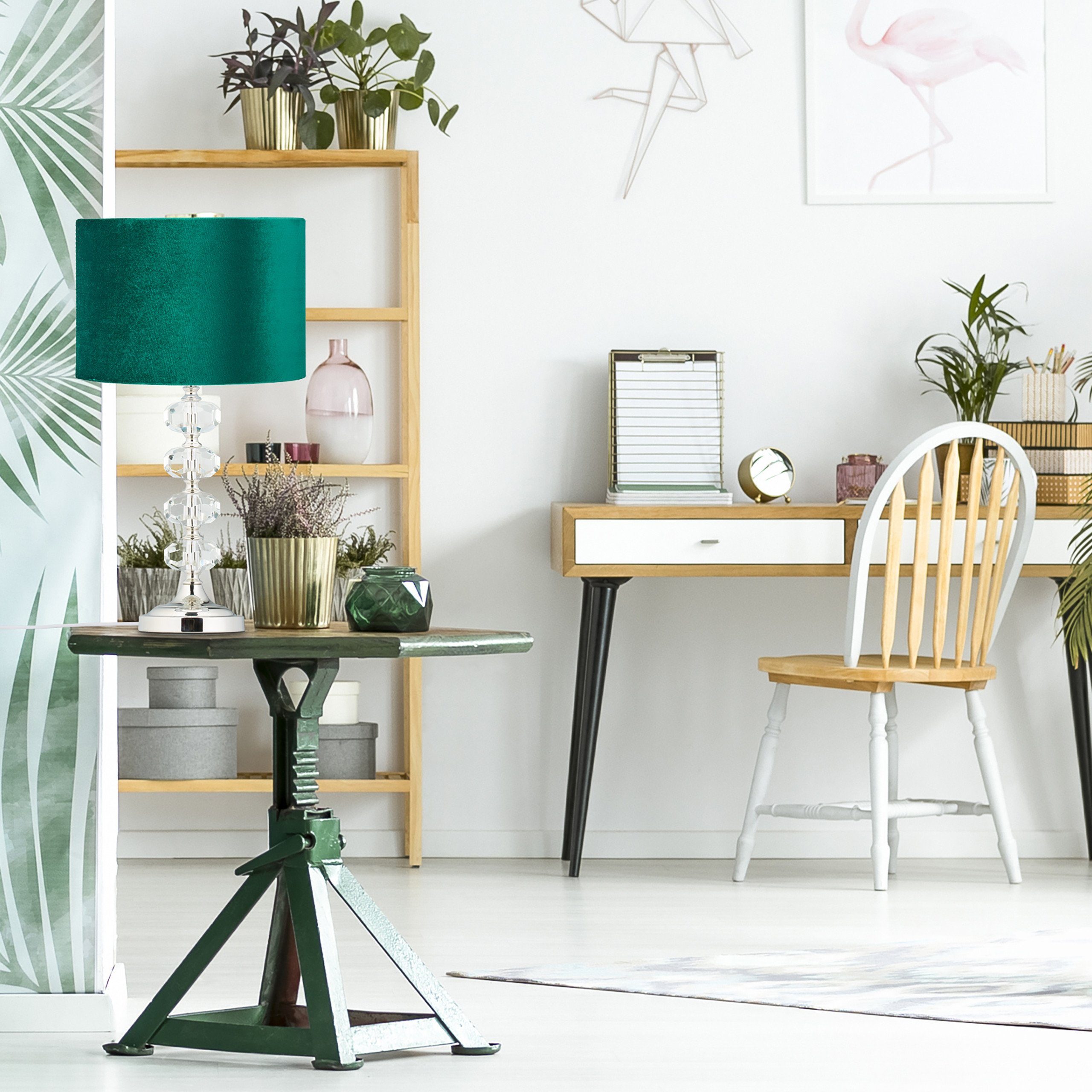 relaxdays Nachttischlampe Tischlampe Kristall und Samt günstig online kaufen