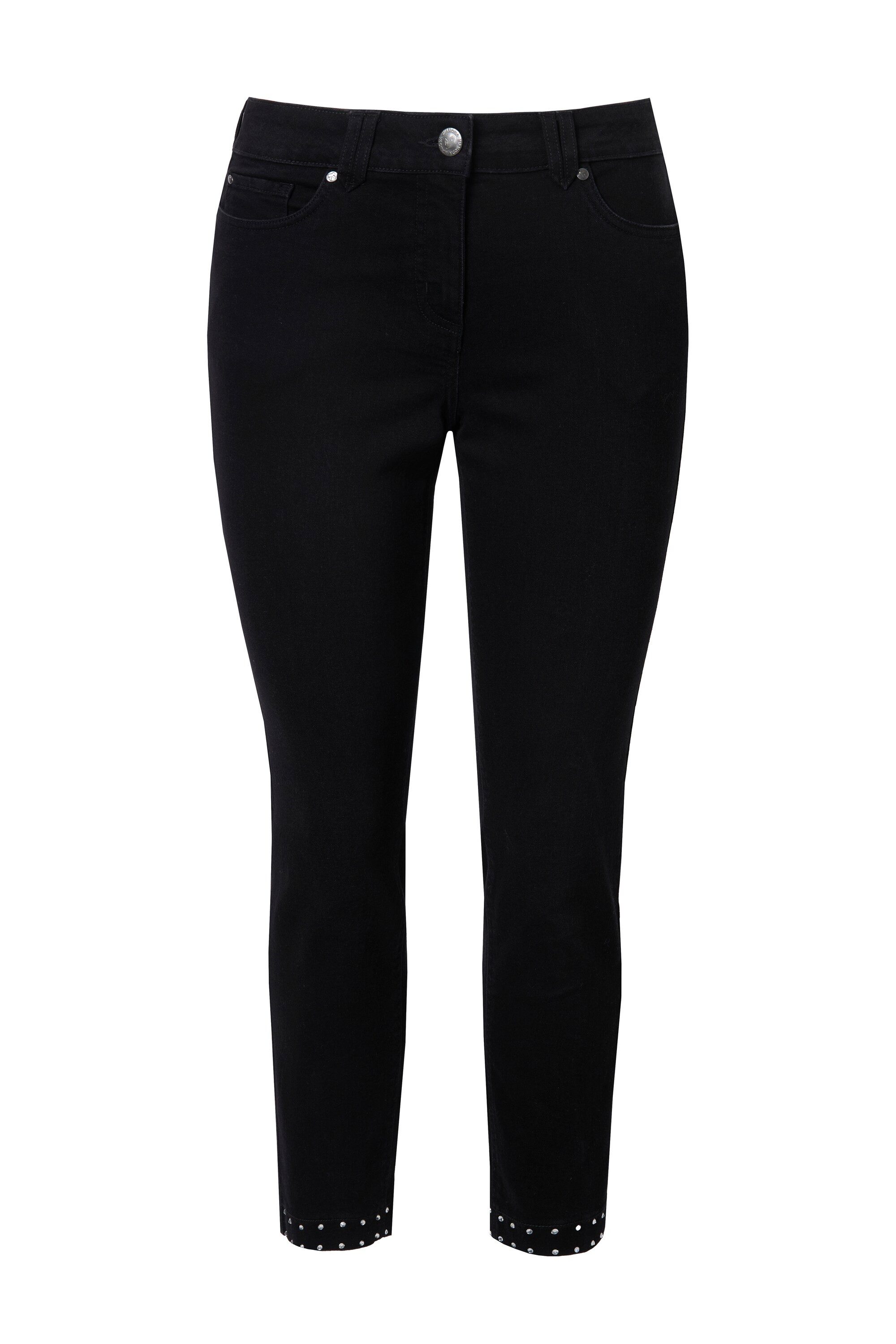 MIAMODA Regular-fit-Jeans Jeans Slim Fit Ziersteinchen-Saum Glitzerschleife