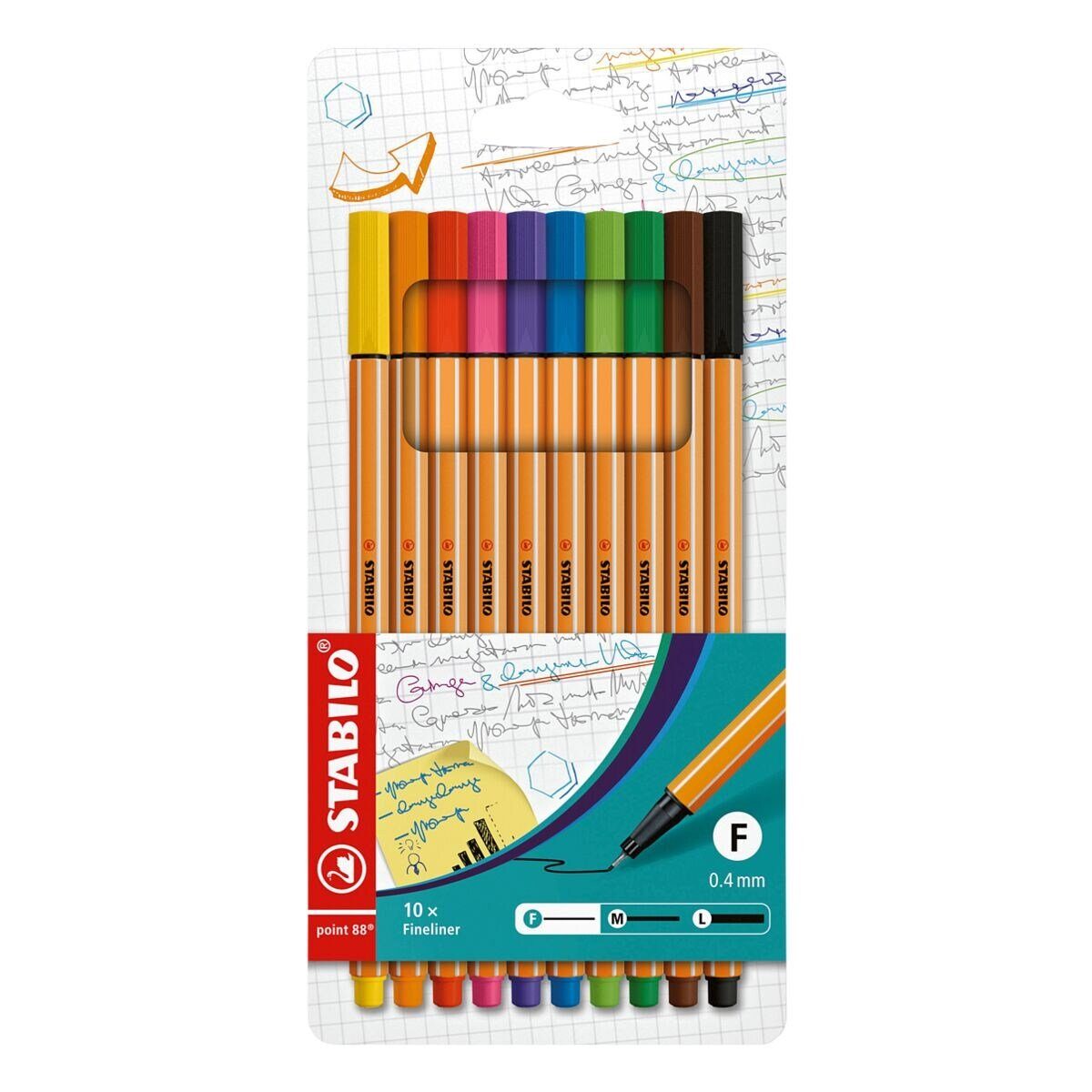 STABILO Fineliner (10-tlg), Lineal- schablonengeeignet Farben point 10 Kreativ, 88® und