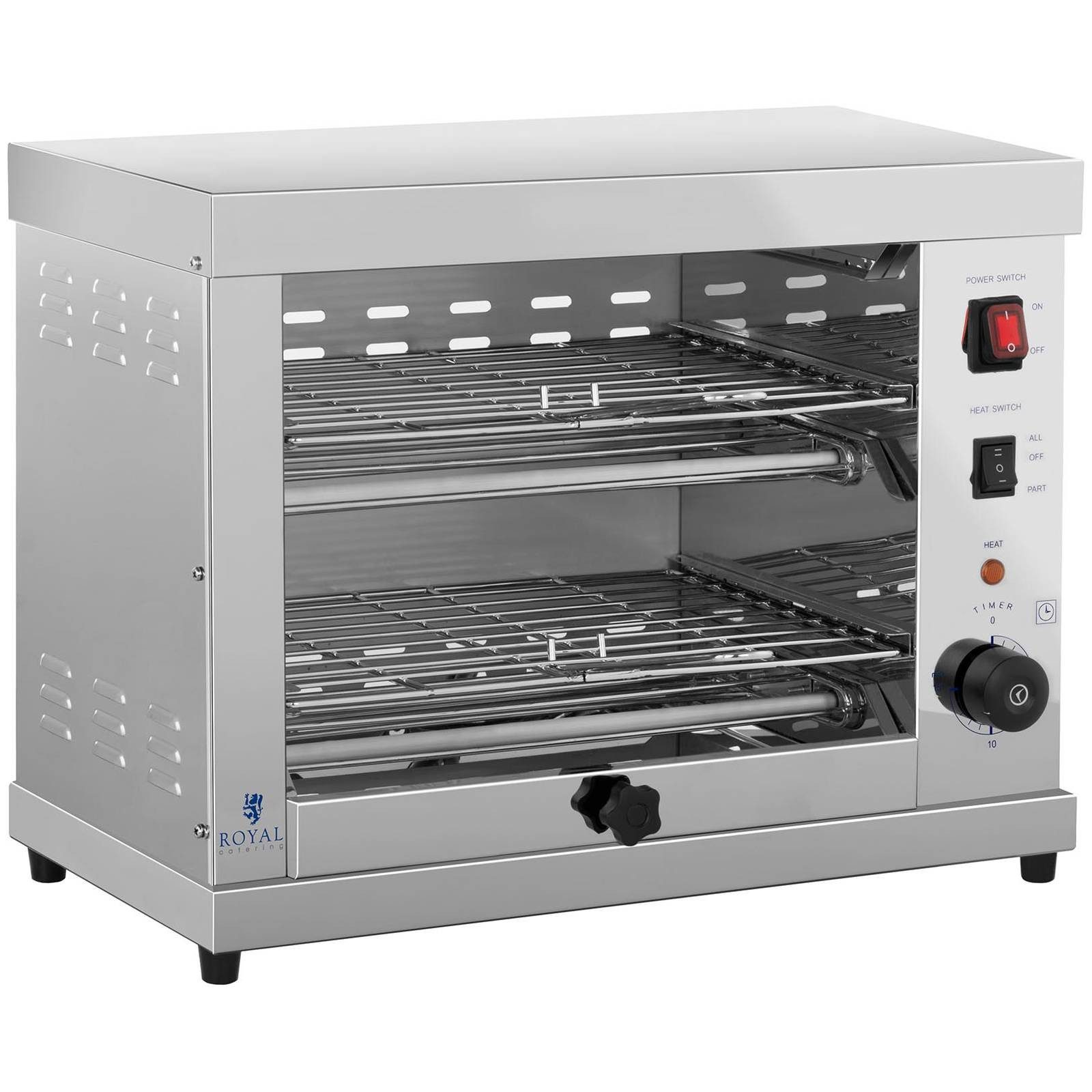 Royal Catering Elektrogrill Salamander Toaster Überbackgerät Toast Gastro Ofen Mit Timer 3250W, 3250 W