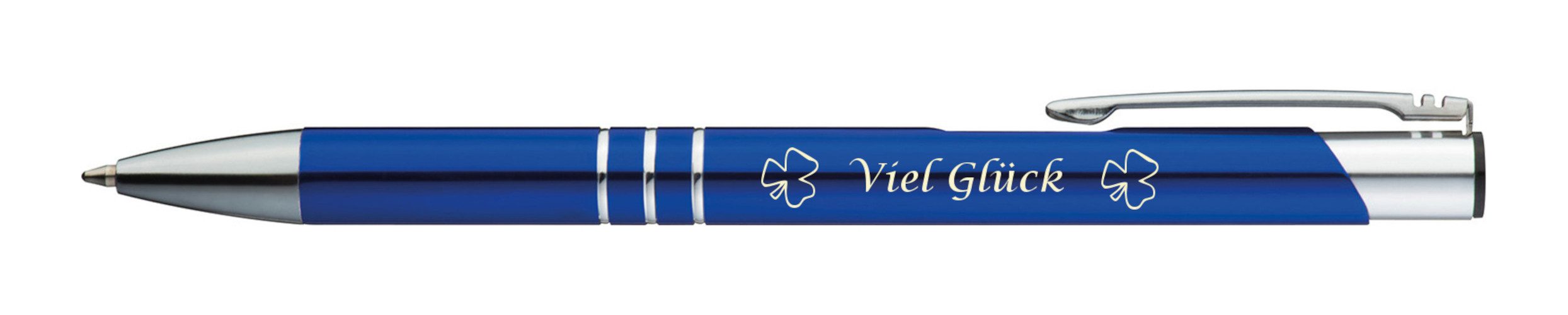 Livepac Office Kugelschreiber Kugelschreiber mit Gravur "Viel Glück" / aus Metall / Farbe: blau