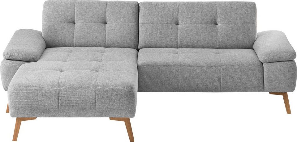 exxpo - sofa fashion Ecksofa, im skandinavischen Design mit Steppung und  Holzfüßen