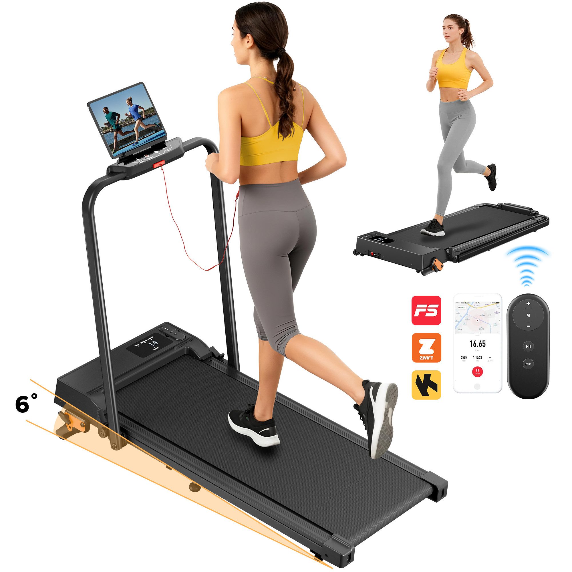 iscooter Laufband Klappbares Laufband bis 14 km/h walking jogging pad, Hochwertiger Stahlrahmen, MAX 3HP Hochleistungsmotor