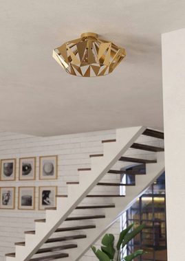EGLO Deckenleuchte CARLTON, ohne Leuchtmittel, Deckenleuchte im Retro Design, Vintage Wohnzimmerlampe, Metall in Gold