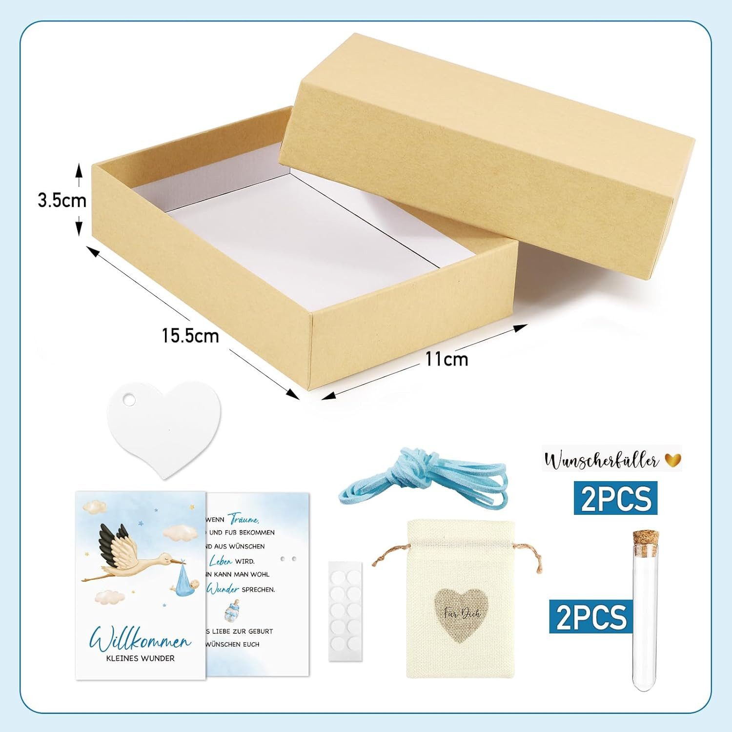 Wiladu Spardose Wiladu Geburt Geschenk Reagenzglas Jutesäckchen Grußkarte
