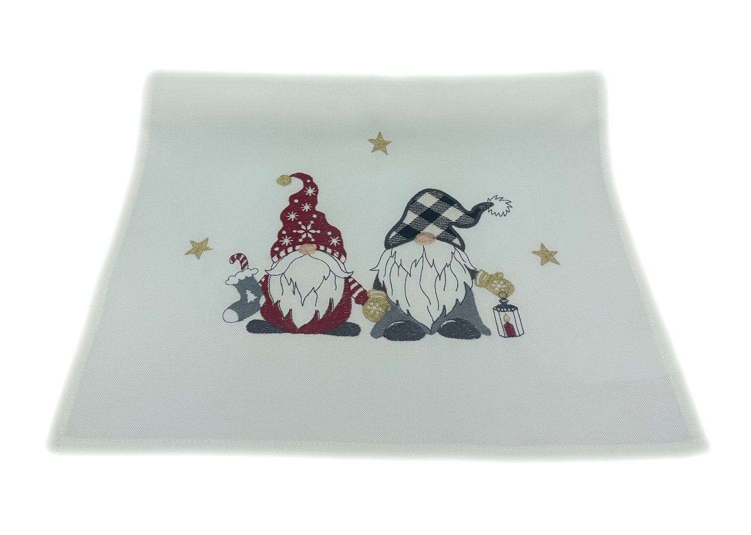 texpot Tischdecke Stickerei Wichtel Winter Weihnachten Tischläufer (1-tlg)