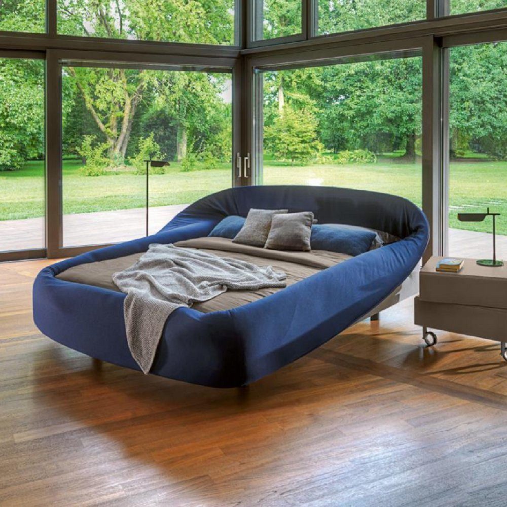 JVmoebel Bett Blaues Halbrundes Doppelbett Designer Betten Schlafzimmer Luxus Möbel (1-tlg., 1x Bett), Made in Europa