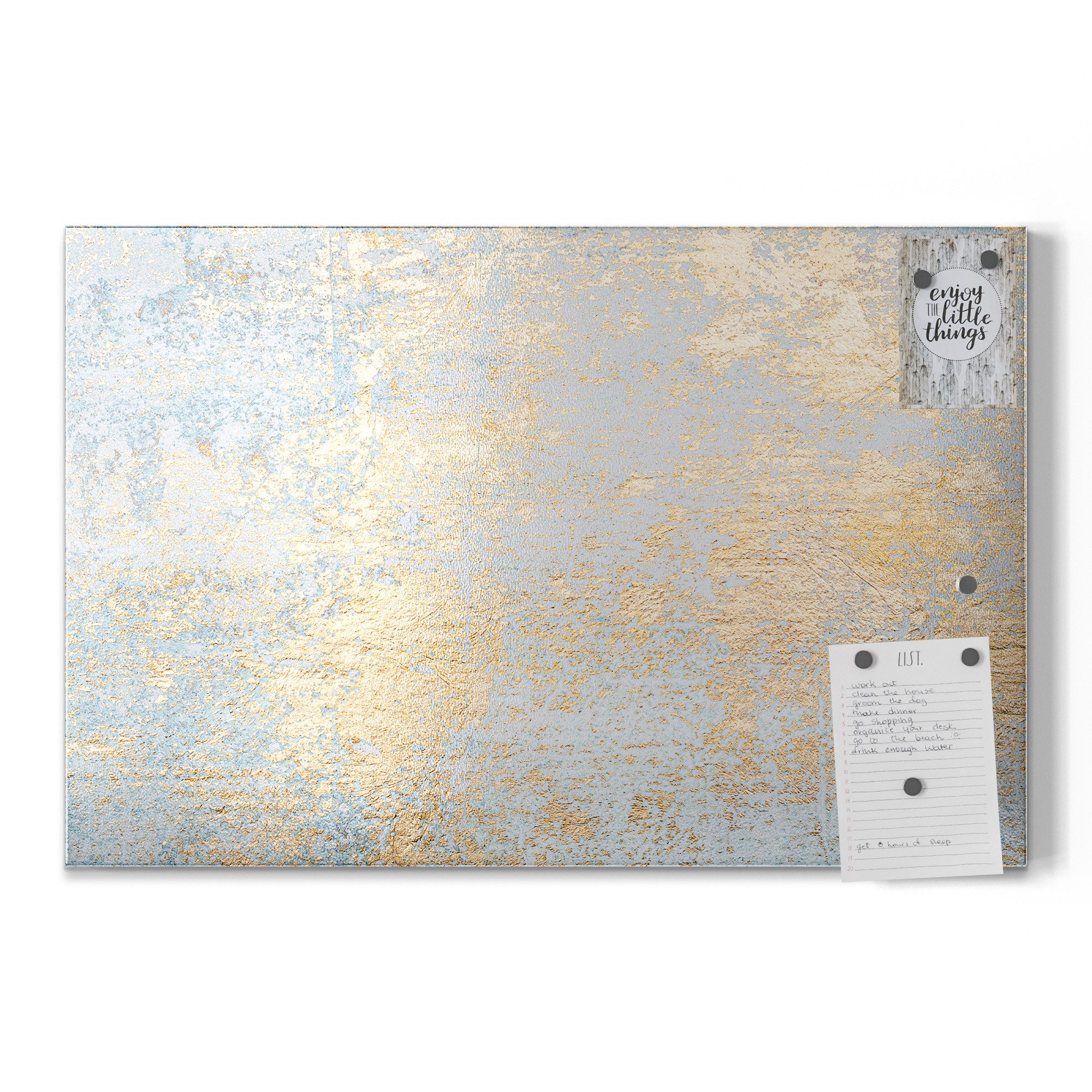 DEQORI Magnettafel 'Wand mit Gold-Struktur', Metall Whiteboard für alle Magnete, Magnetboard magnetisch