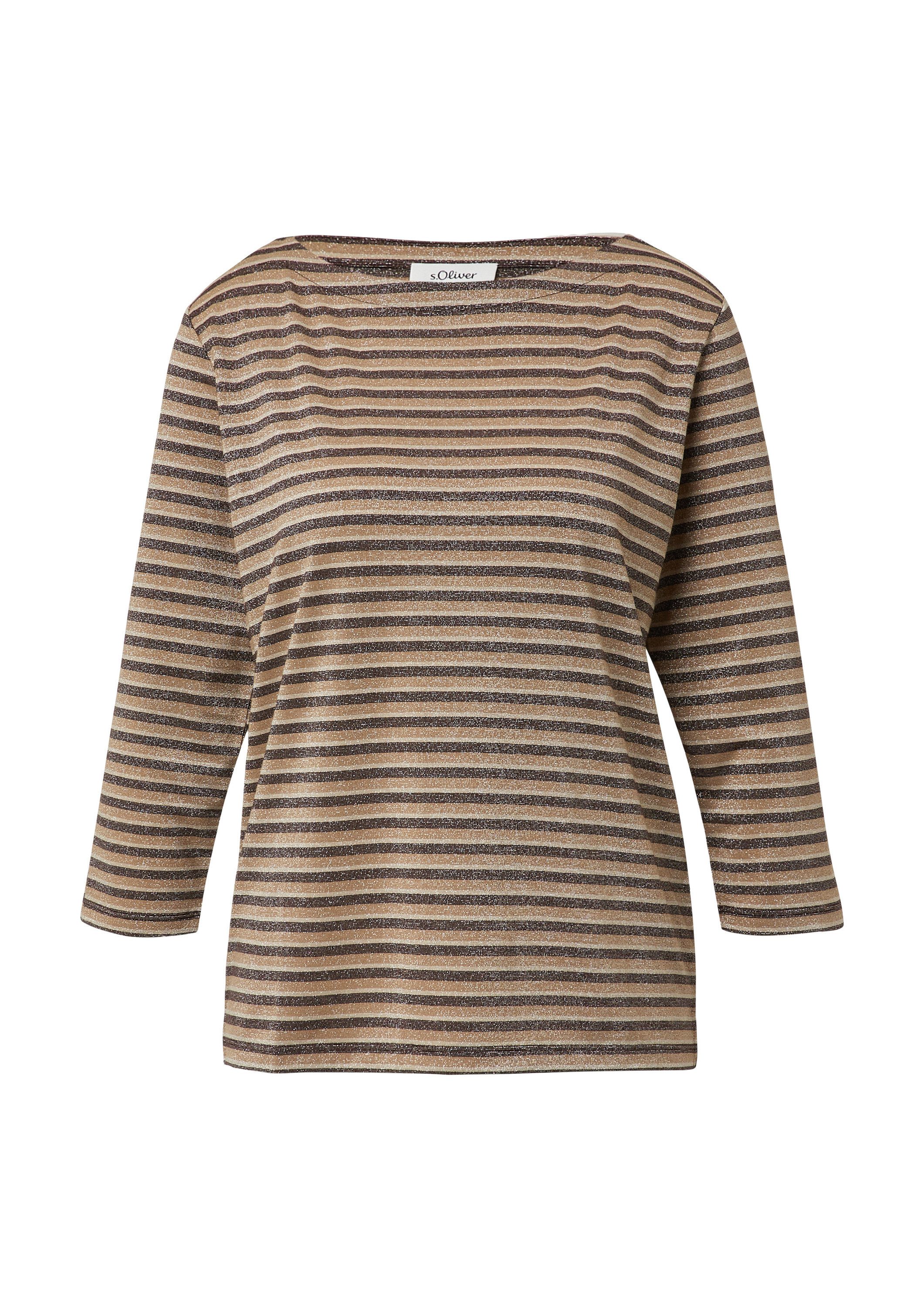s.Oliver 3/4-Arm-Shirt T-Shirt Shirt mit U-Boot-Ausschnitt und Glitzergarn günstig online kaufen
