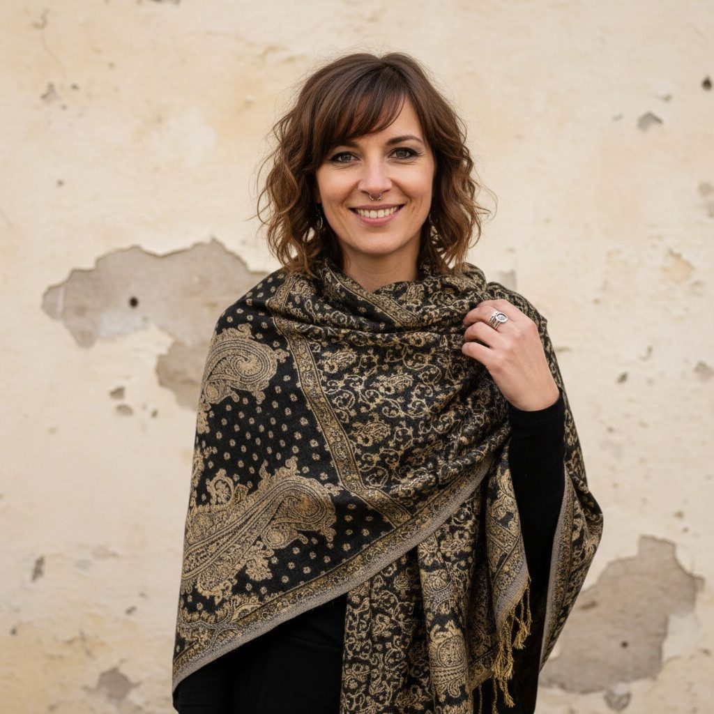 Guru-Shop Halstuch Indischer Schal, Stola mit Paisley Muster,..
