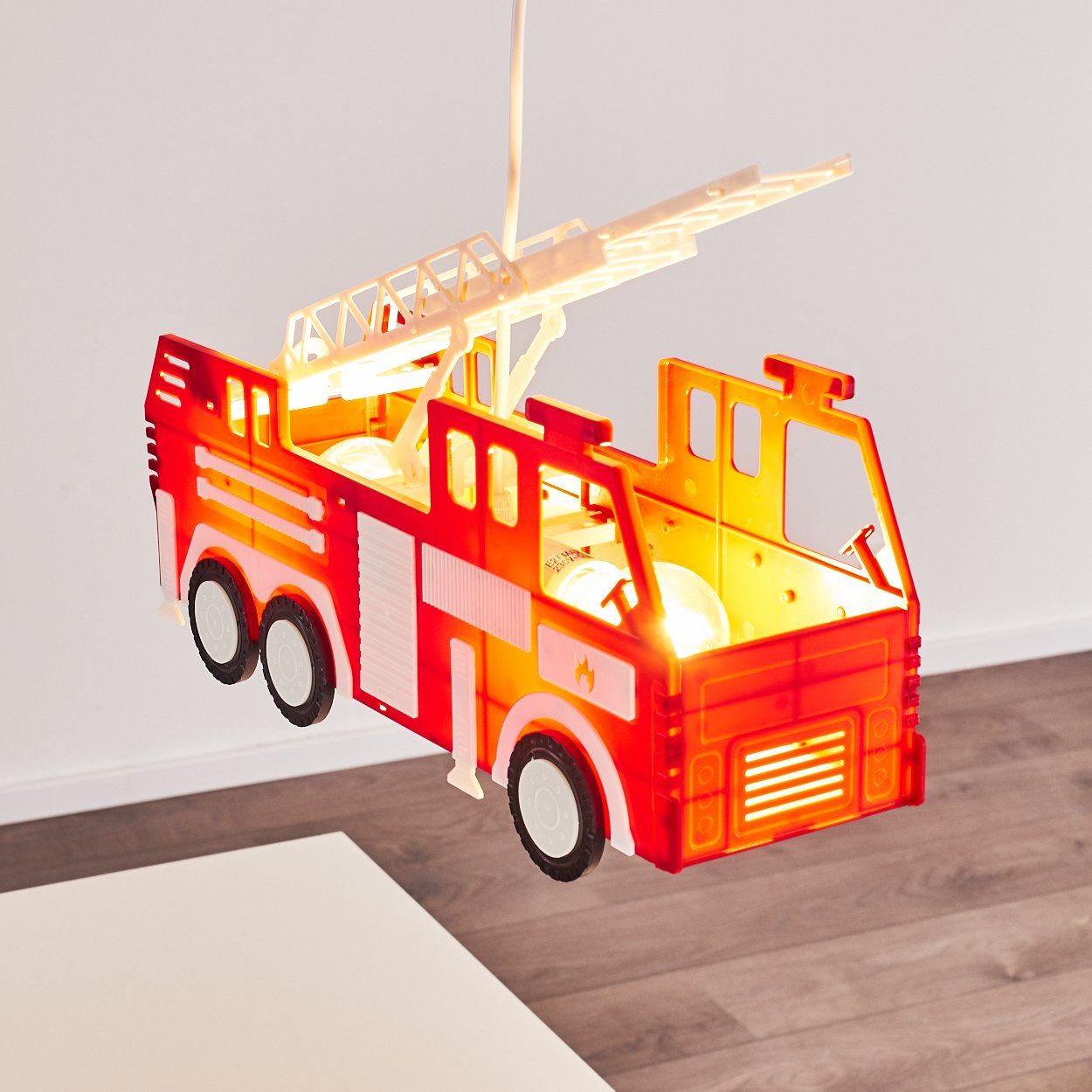 hofstein Pendelleuchte Feuerwehrauto Feuerwehr Leuchtmittel, 2xE27 Watt, aus max. Kunststoff, rotes ohne als »Molare« Hängelampe Hängeleuchte, 13 auch
