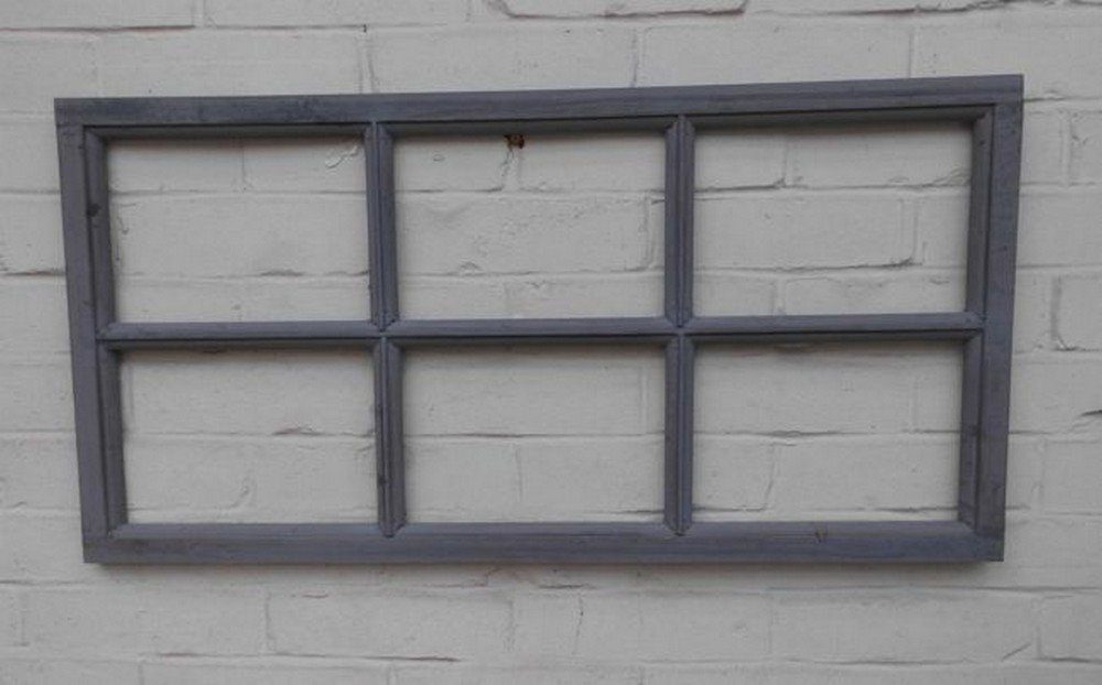 Deko-Impression Wanddekoobjekt Fenster Sprossenfenster Bilderrahmen Wanddekoration Holz grau 85 x 43 (1 St)