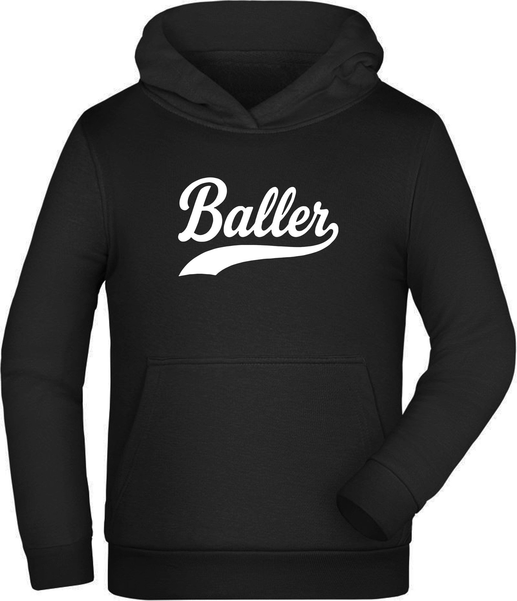 MyDesign24 Hoodie Kinder Kapuzen Sweatshirt - Baller Sprüche Pulli schwarz i932