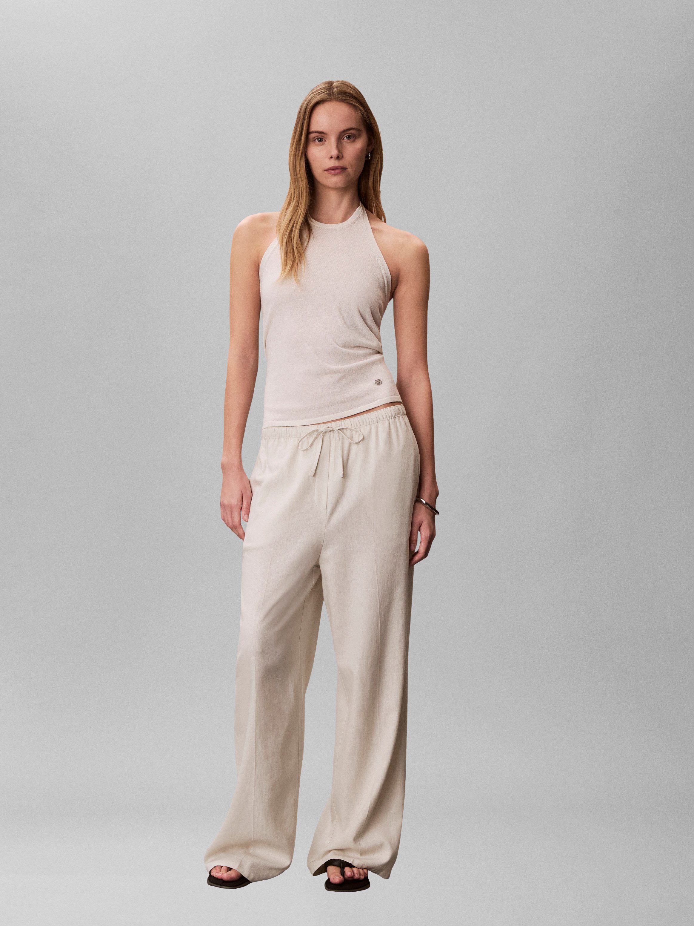 Calvin Klein Jeans Leinenhose Regular fit mit elastischem Bund