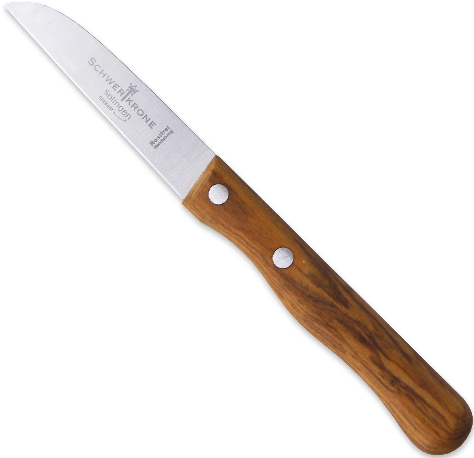 Olivenholz-erleben Gemüsemesser mit gerader Edelstahl-Klinge und Olivenholzgriff, rostfreie Edelstahlklinge Länge 13 cm, Olivenholzgriff