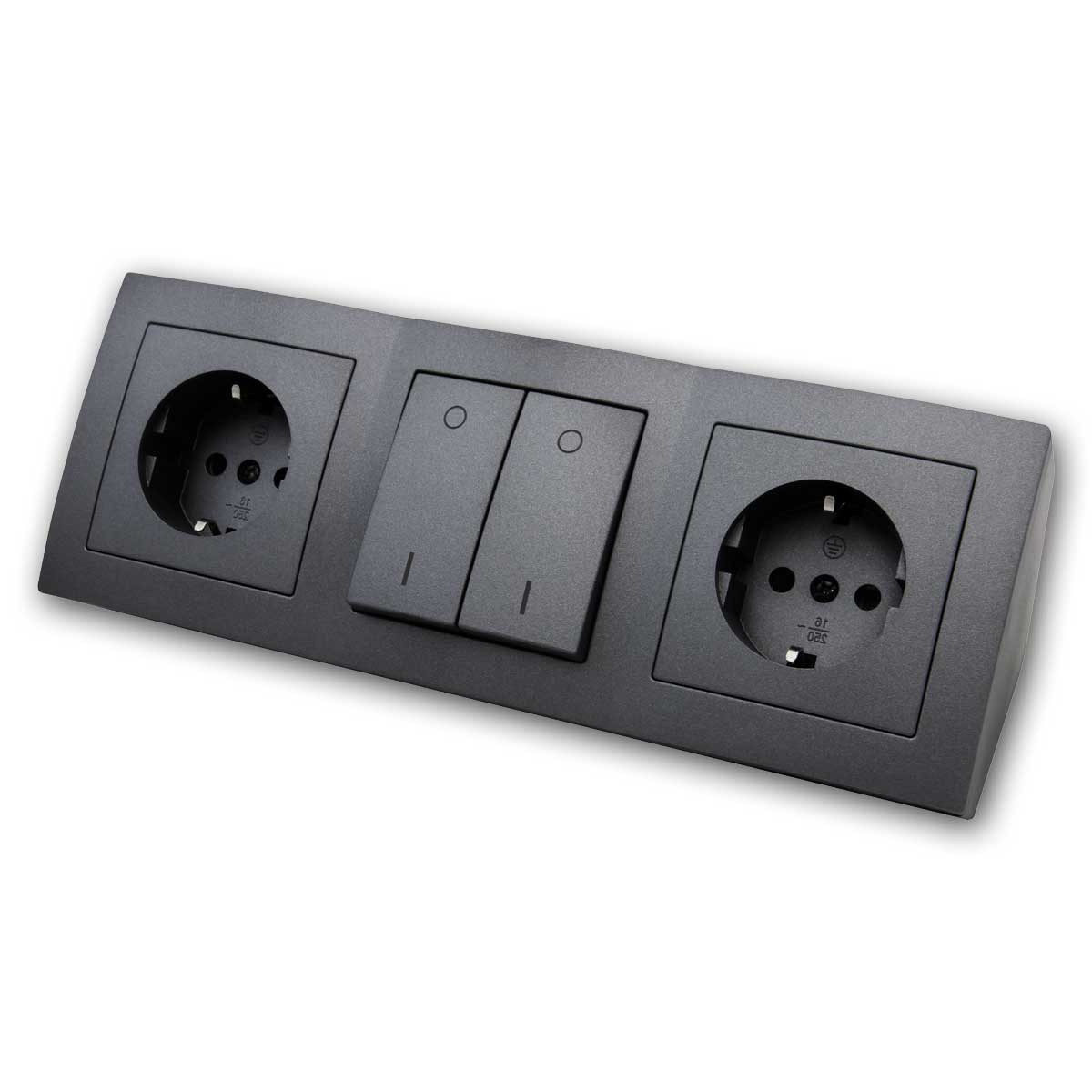 McPower Steckdosenblock "Flair", 2-fach + Schalter, anthra Steckdosenleiste