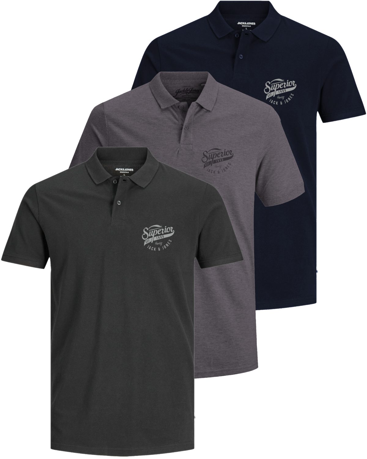 Jack & Jones Poloshirt (Spar-Set, 3er-Pack) mit besticktem Logo