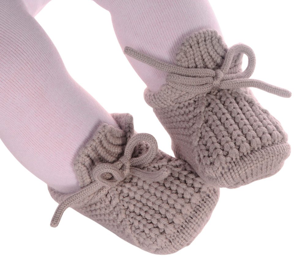 La Bortini Füßlinge Baby Strickschuhe Socken 3Mon Stricksocken unisex weich, für Neugeborene, in blau rosa creme grau braun nach Wahl