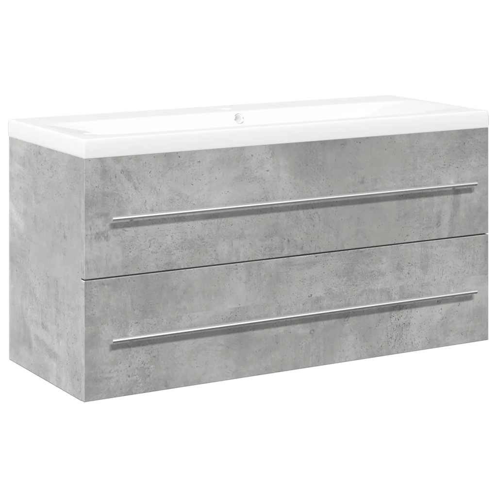 vidaXL Badezimmer-Set 2-tlg. Badmöbel-Set Betongrau Holzwerkstoff, günstig online kaufen