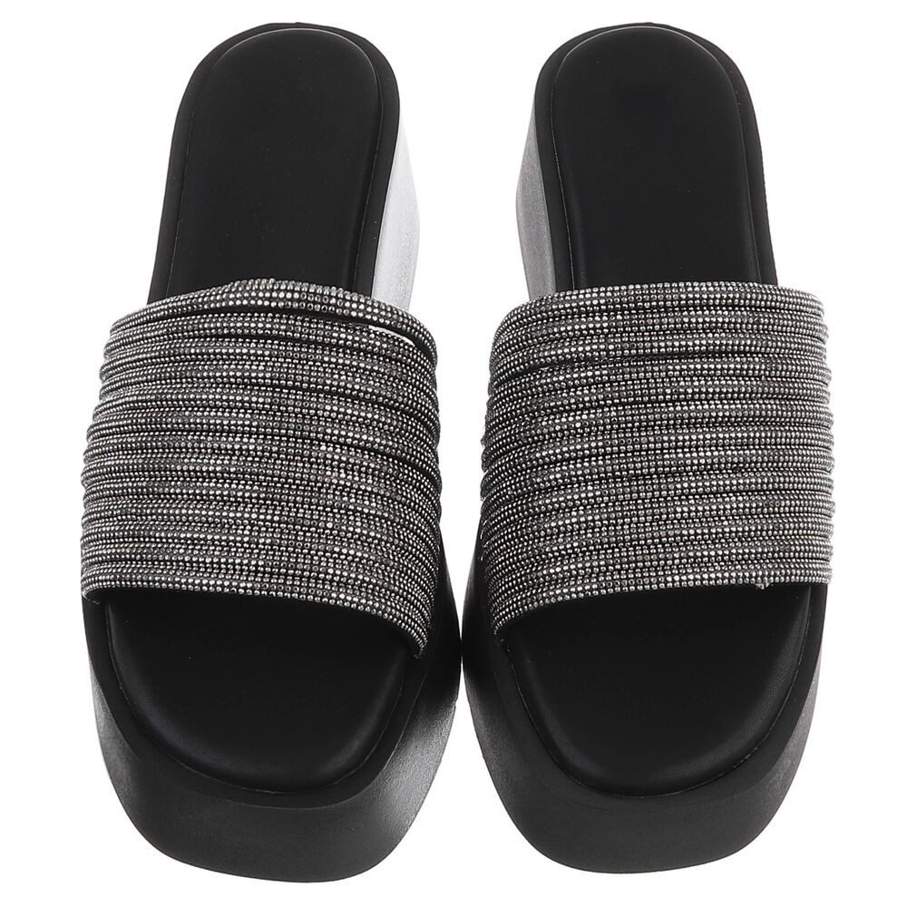 Ital-Design Moderne Plateausandalen mit stilvollem Design für Damen Plateausandaletten (91512104) Keilabsatz/Wedge Keilsandaletten in Schwarz – Bild 4 von 5
