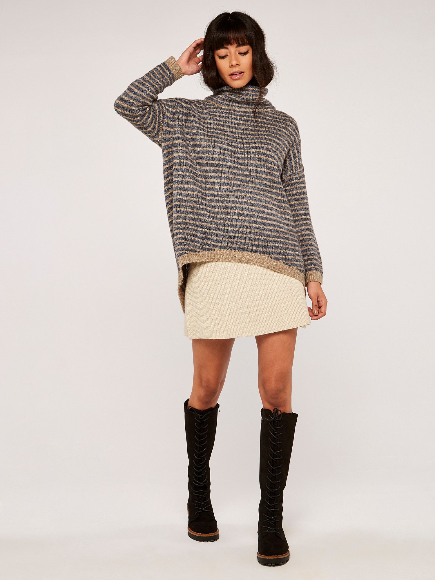 Apricot Streifenpullover Longpullover mit Streifen