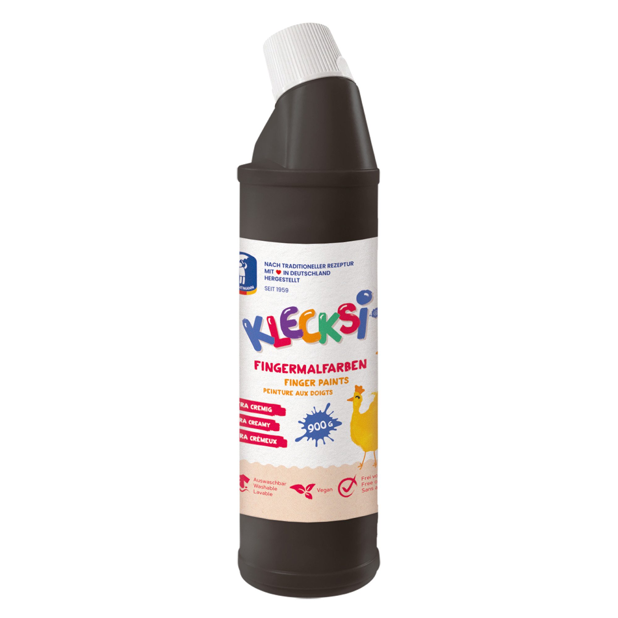 Feuchtmann Fingerfarbe Feuchtmann KLECKSi 900g Nachfüllflasche, Hautfreundliche, ungiftige & auswaschbare Fingermalfarbe ab 2 Jahren
