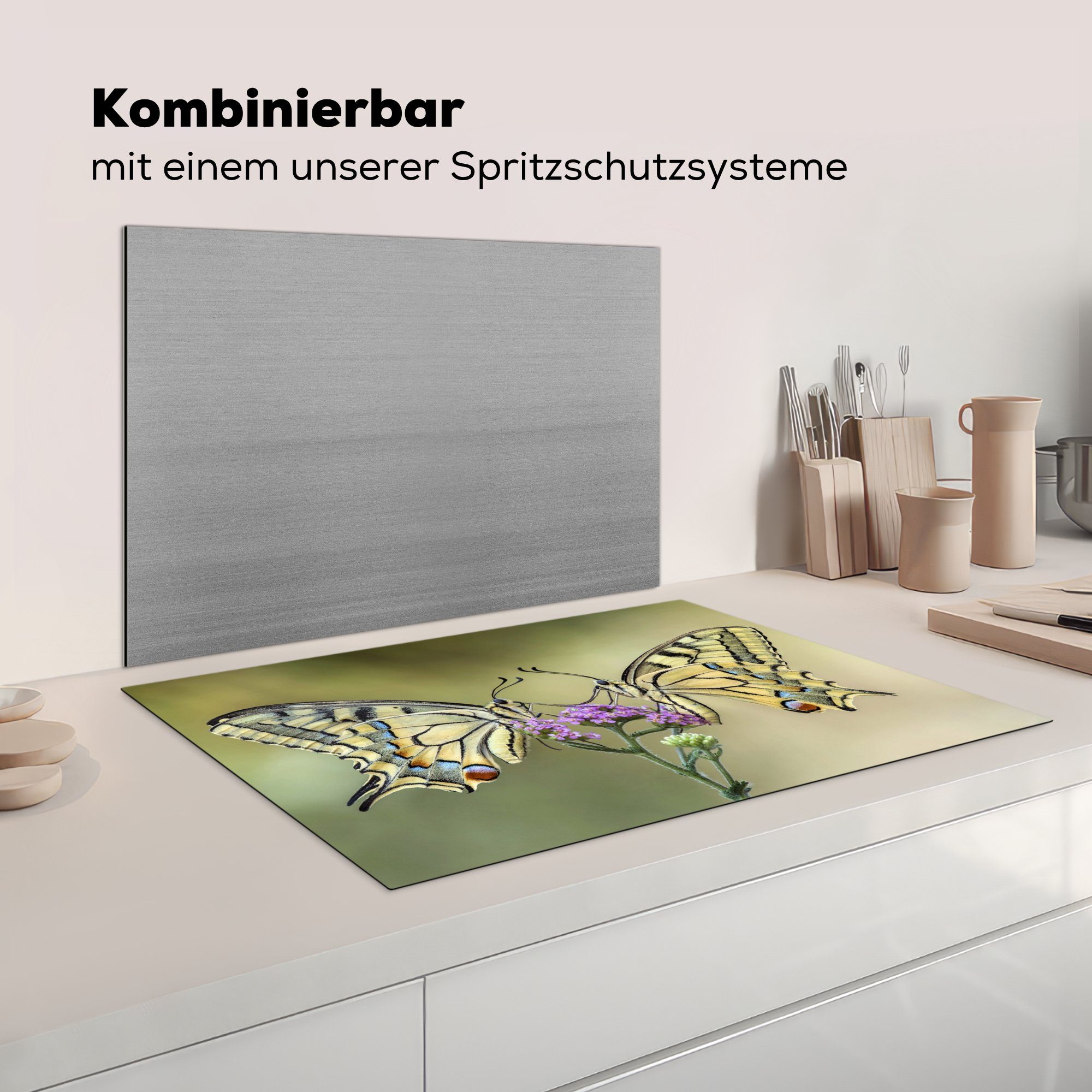 Ceranfeldabdeckung Induktionskochfeld Insekten, 81x52 tlg), cm, (1 für Blumen Schmetterlinge Schutz Herdblende-/Abdeckplatte MuchoWow Vinyl, - die - küche,