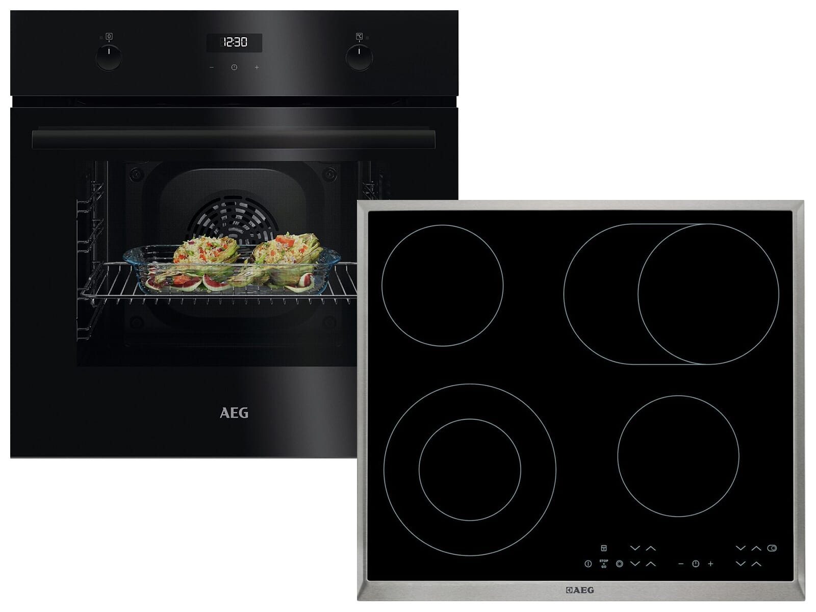 AEG Backofen-Set, mit kein Auszug vorhanden, Reinigung mit Wasser / Dampf, Timer