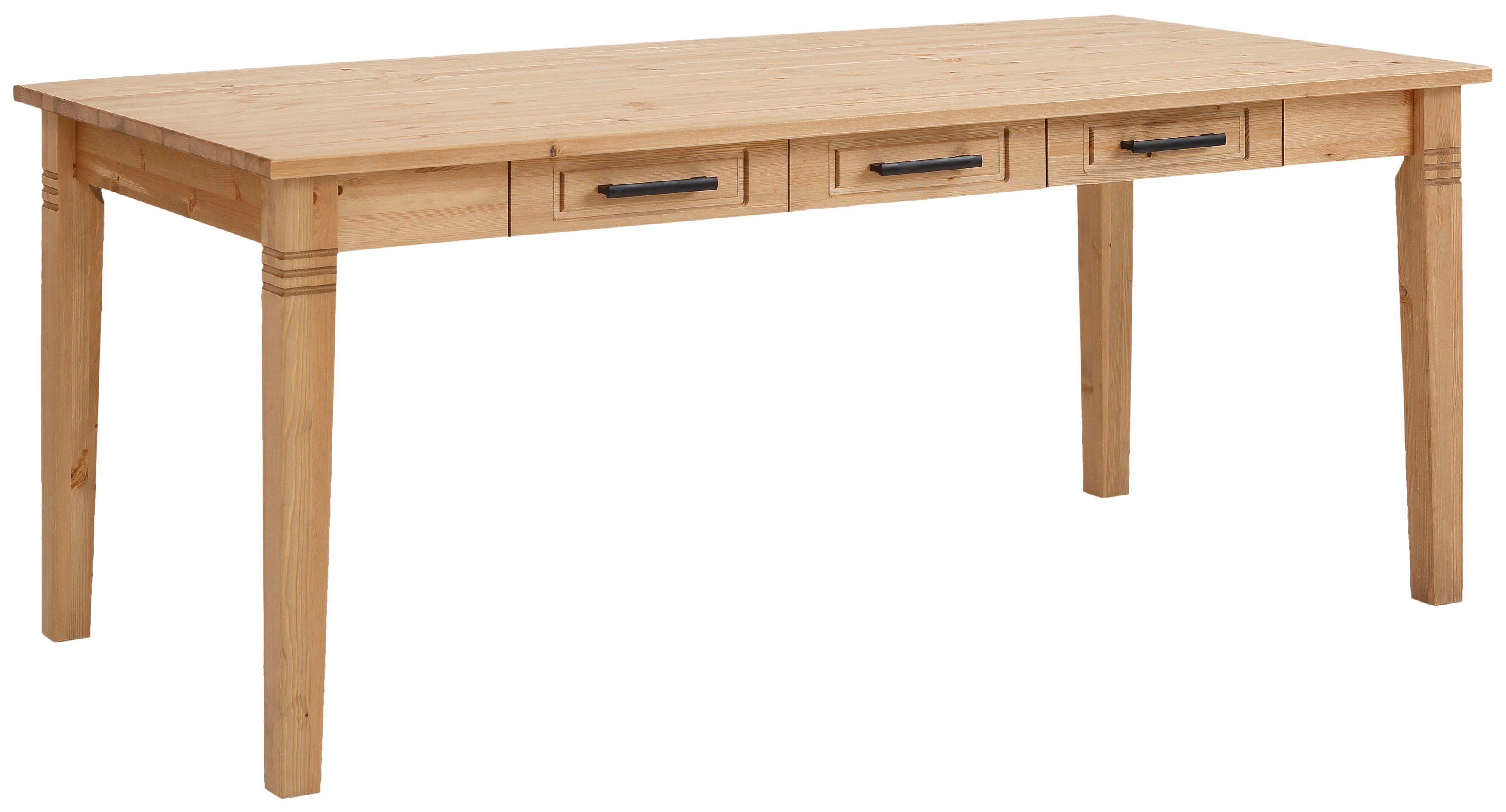 Home affaire Esstisch Anabel, Schubkästen mit schwarzen Metallgriffen, Buffet aus massiver Kiefer, FSC®, mit Schiebetüren, B/H 186/190 cm