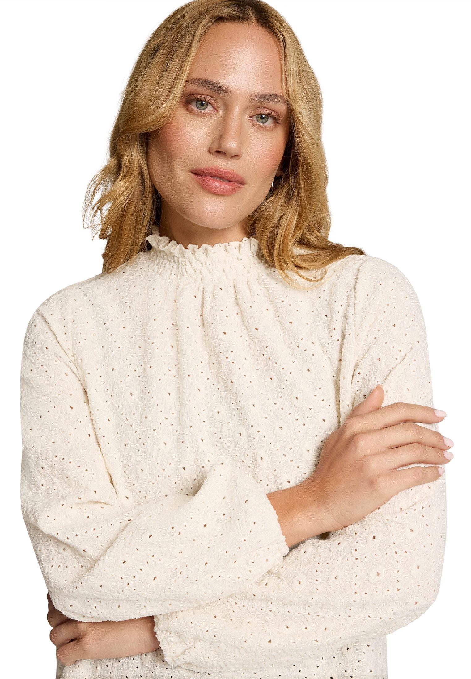 Zero Klassische Bluse Damen mit Lochmuster