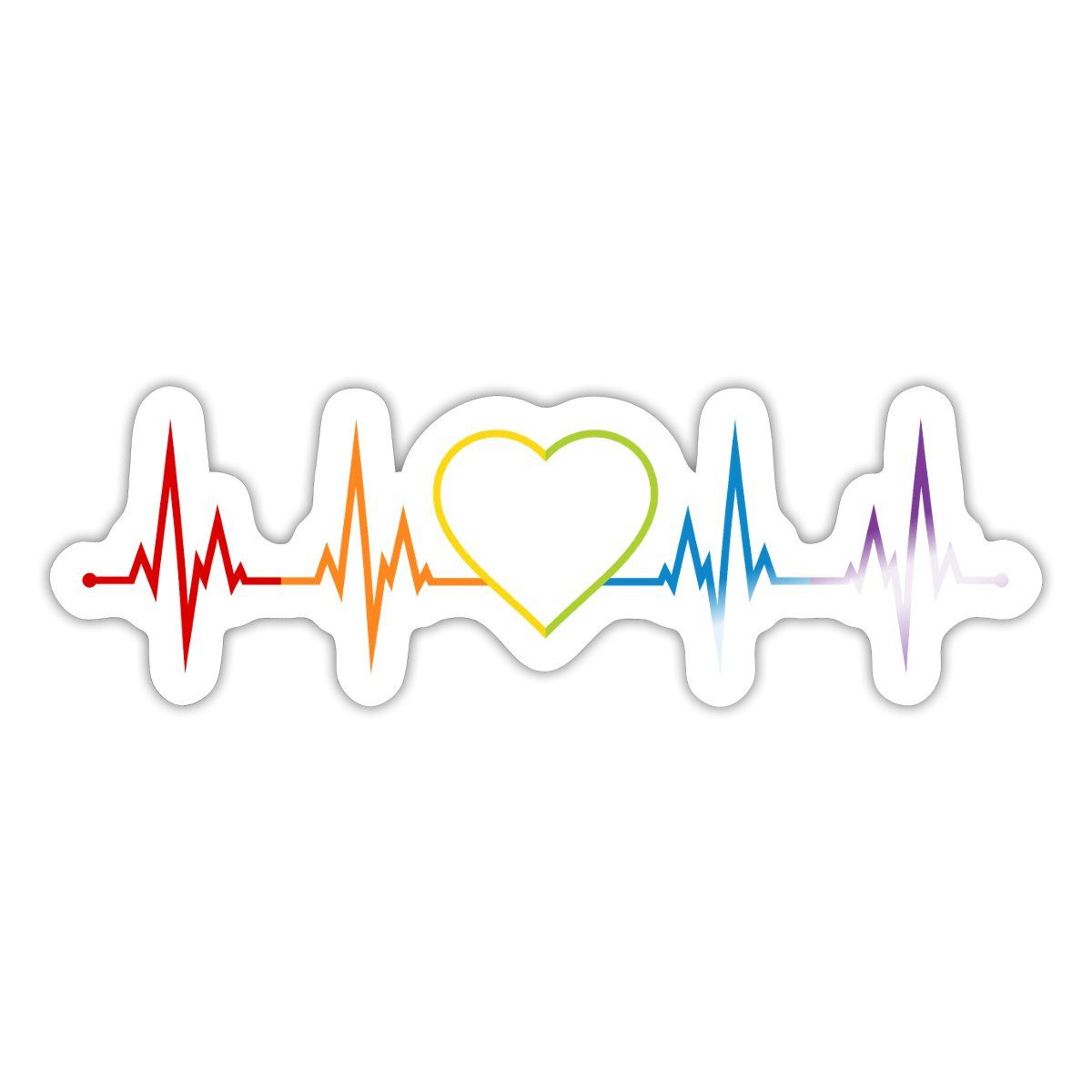 Spreadshirt Aufkleber Herzschlag Herz Regenbogen LGBT CSD Bunt Sticker Aufkleber