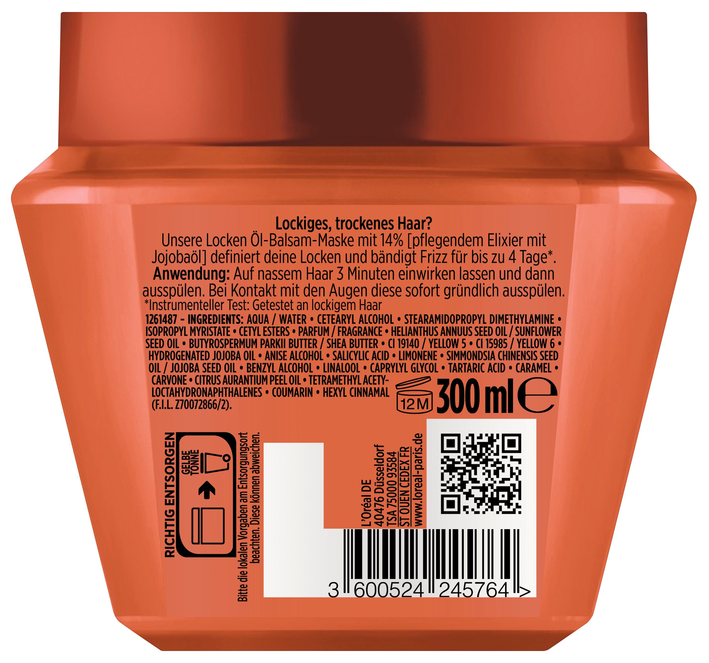 L'ORÉAL PARIS Haarmaske ELVITAL ÖL MAGIQUE JOJOBA MASKE, für lockiges, trockenes Haar