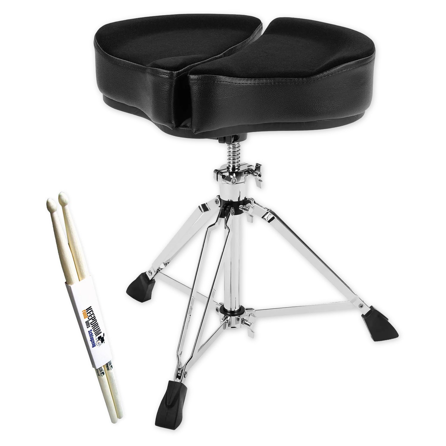 Ahead Schlagzeughocker Ahead Schlagzeughocker SPG-BL Schlagzeug-Hocker Schwarz mit Drumsticks (Schlagzeug-Hocker, 1 St., schwarz), Höchsten Sitzkomfort