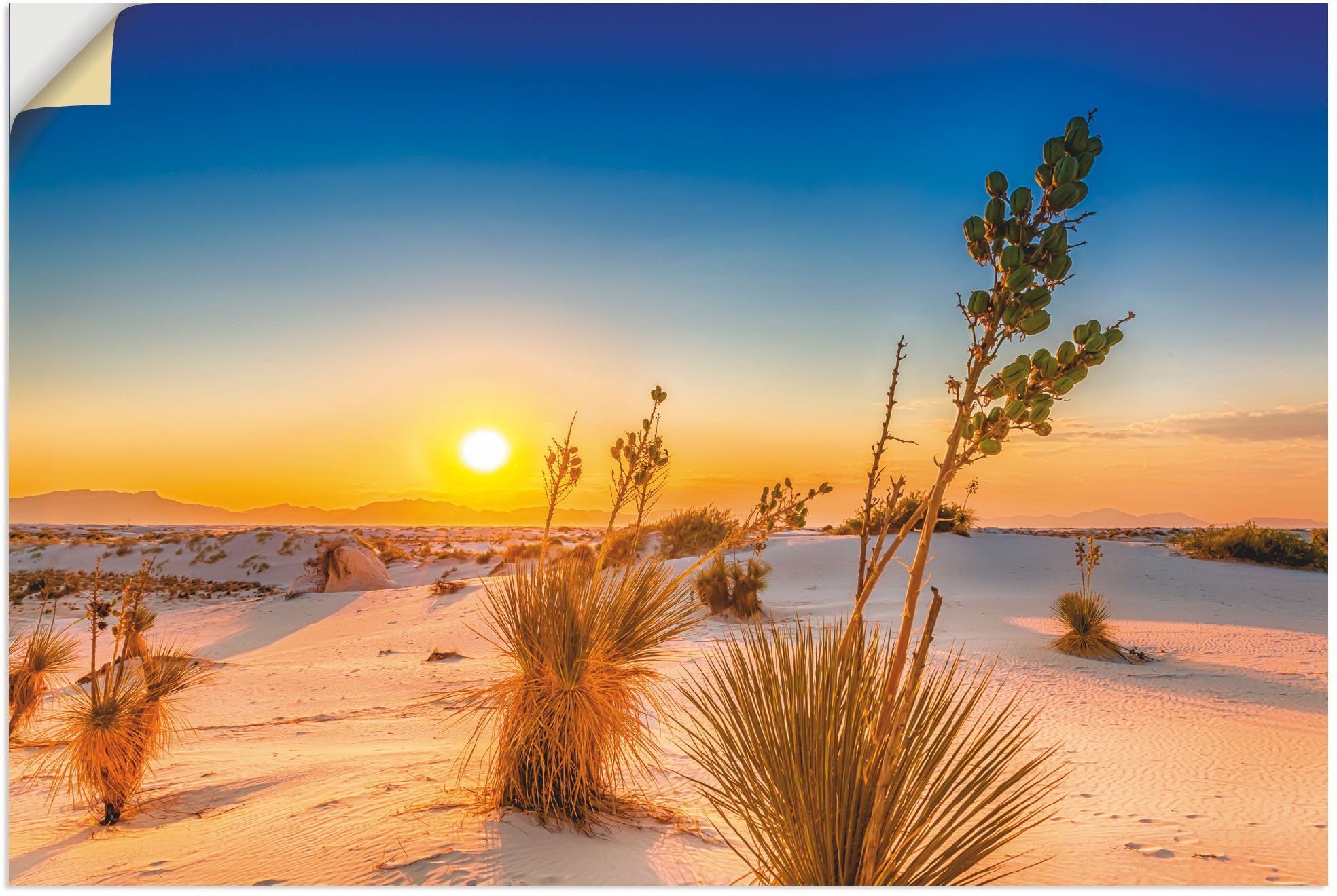 Artland Wandbild Sonnenuntergang White Sands, Alubild, (1 Leinwandbild, versch. als Größen Poster St), in Wandaufkleber oder Wüstenbilder