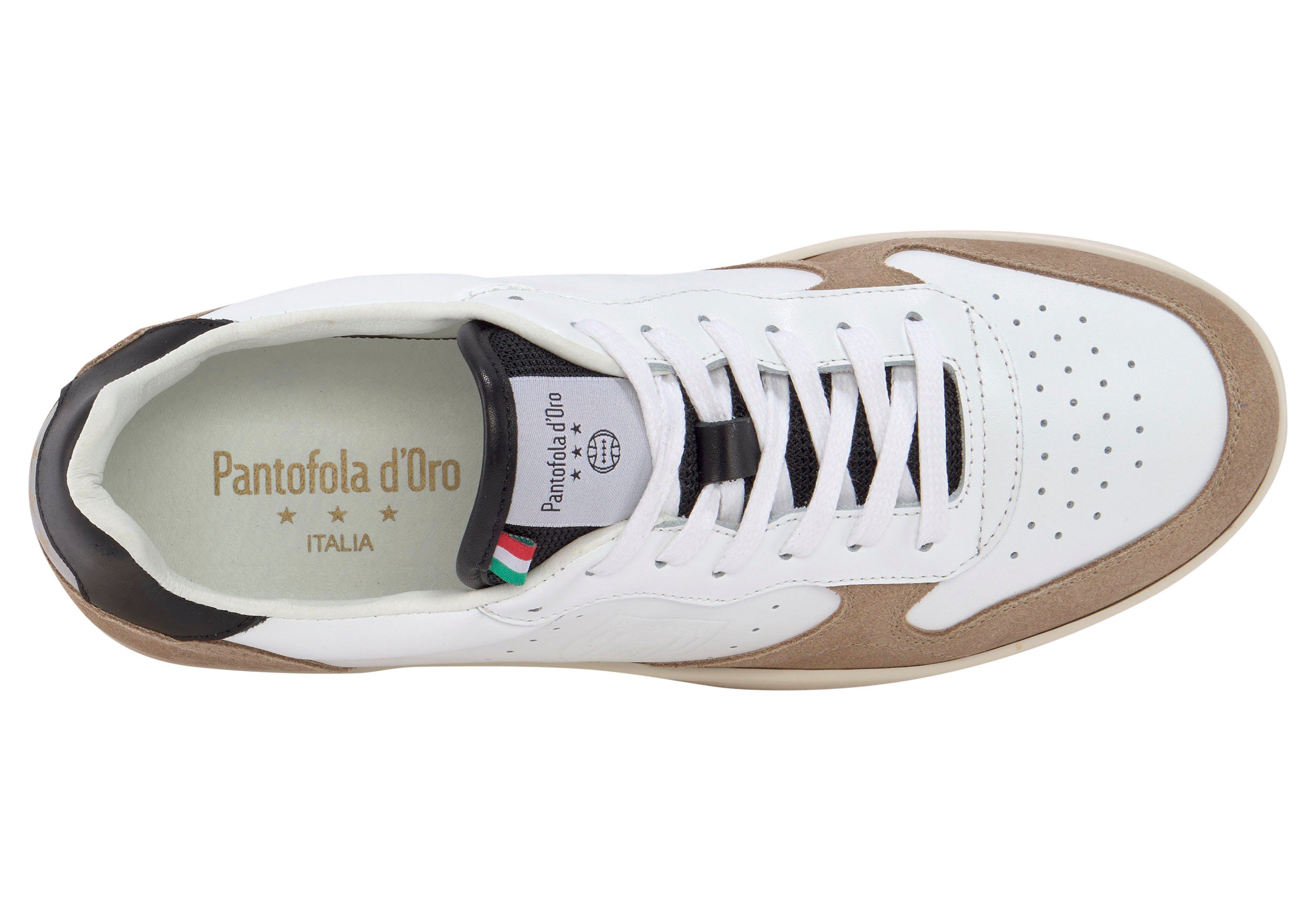 Look im LIONI Sneaker UOMO d´Oro Casual weiß-beige Business LOW Pantofola